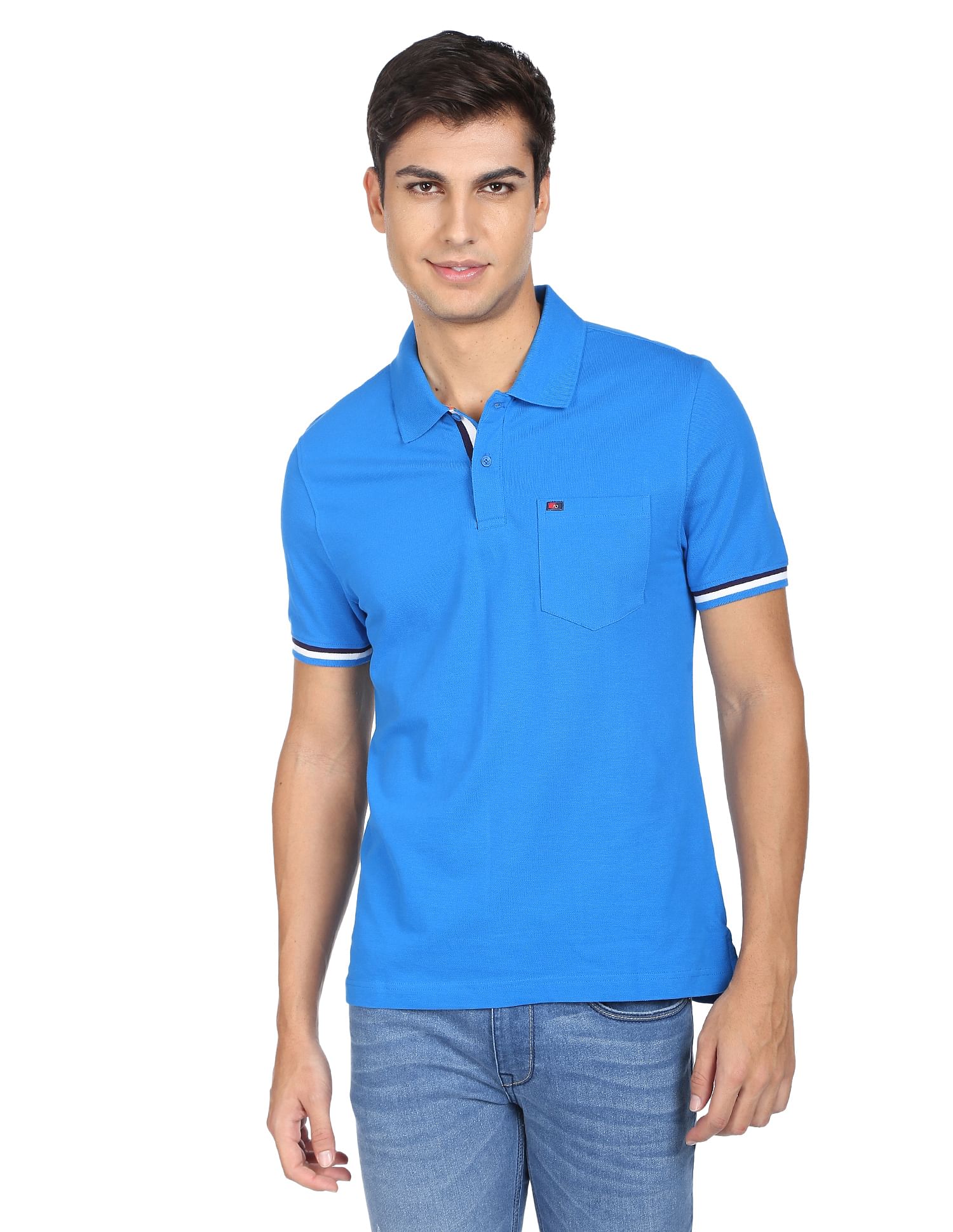 AD by Arvind Modern Solid Pique Polo Shirt