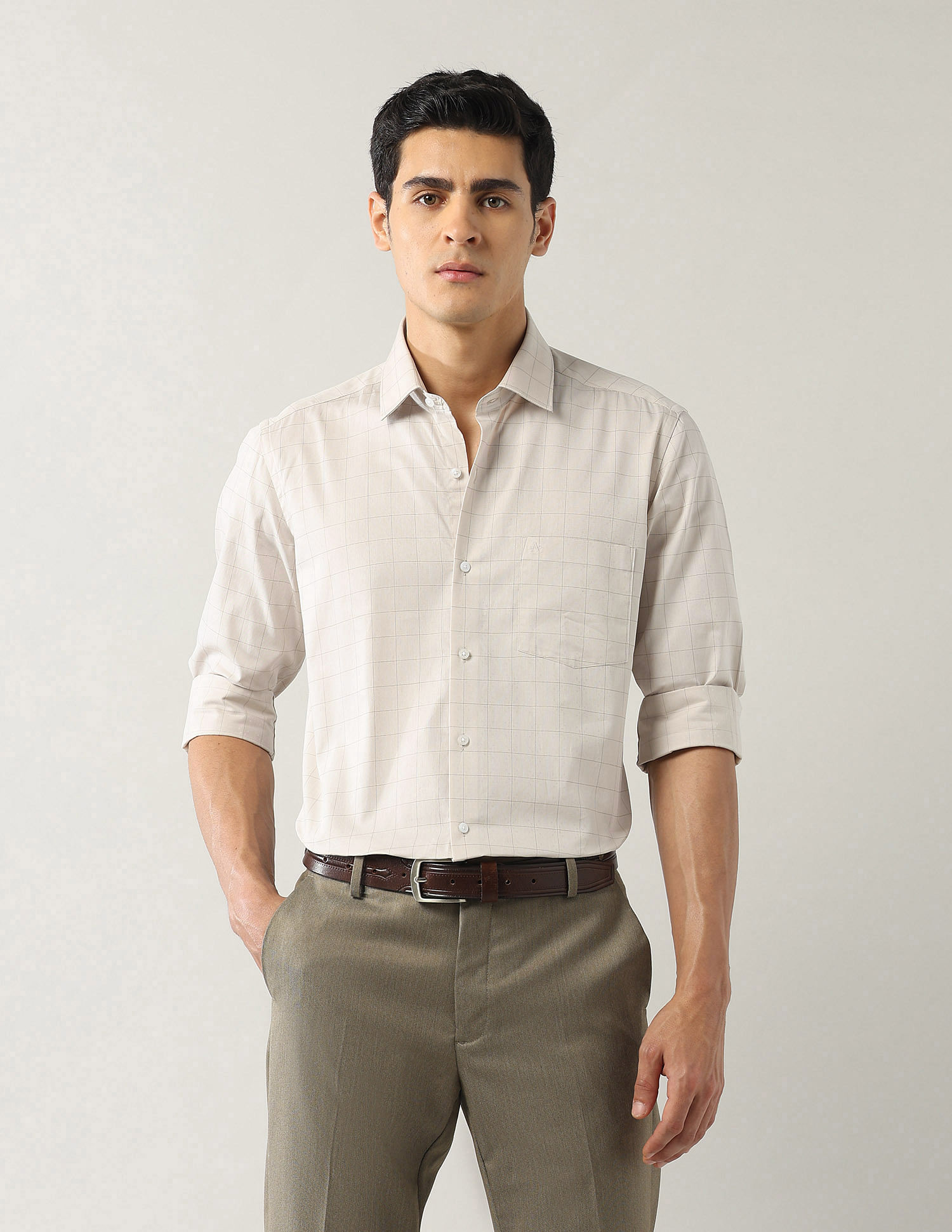 Arrow Manhattan Slim Fit Windowpane Checked Shirt