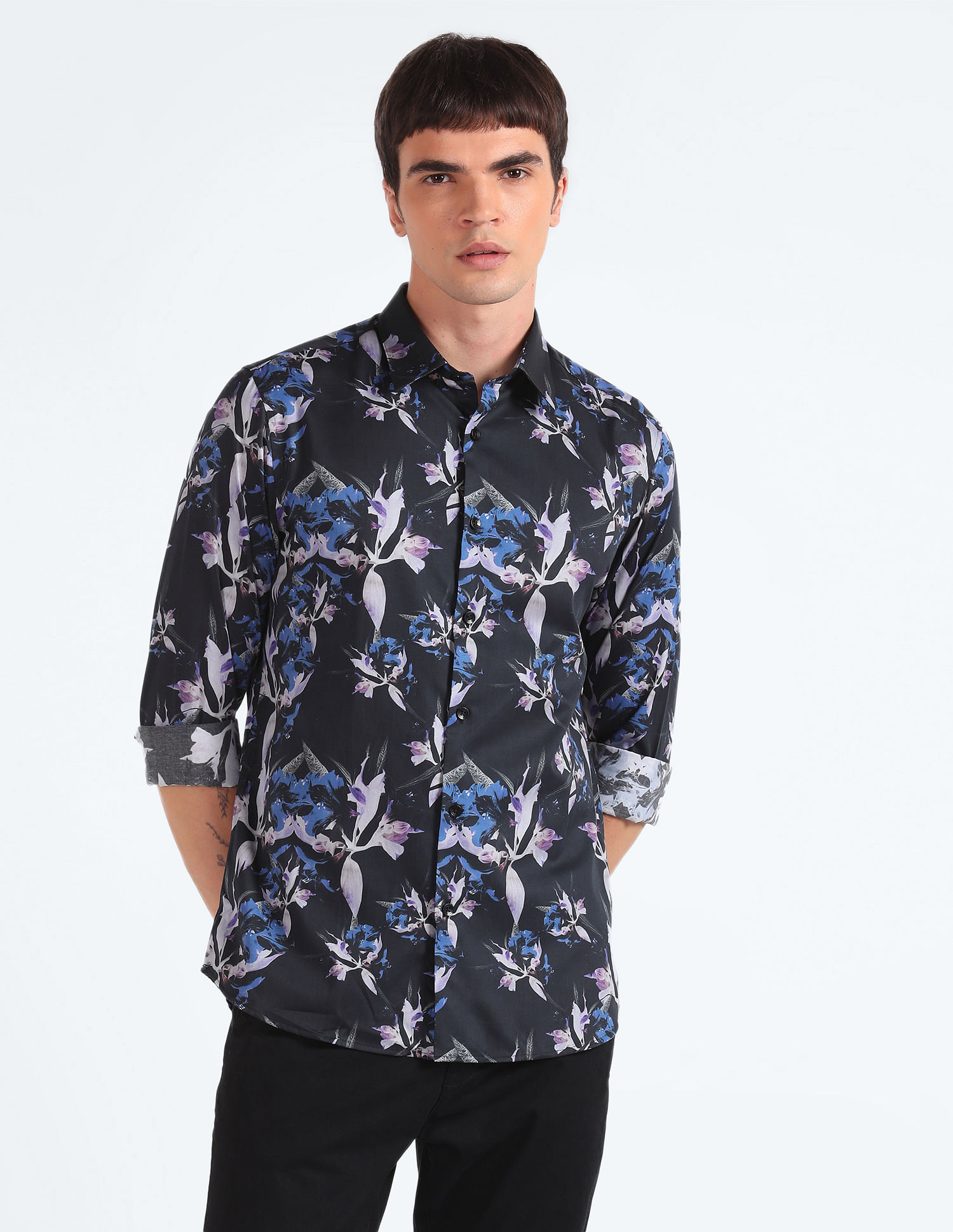 Flying Machine Floral Print Cotton Shirt