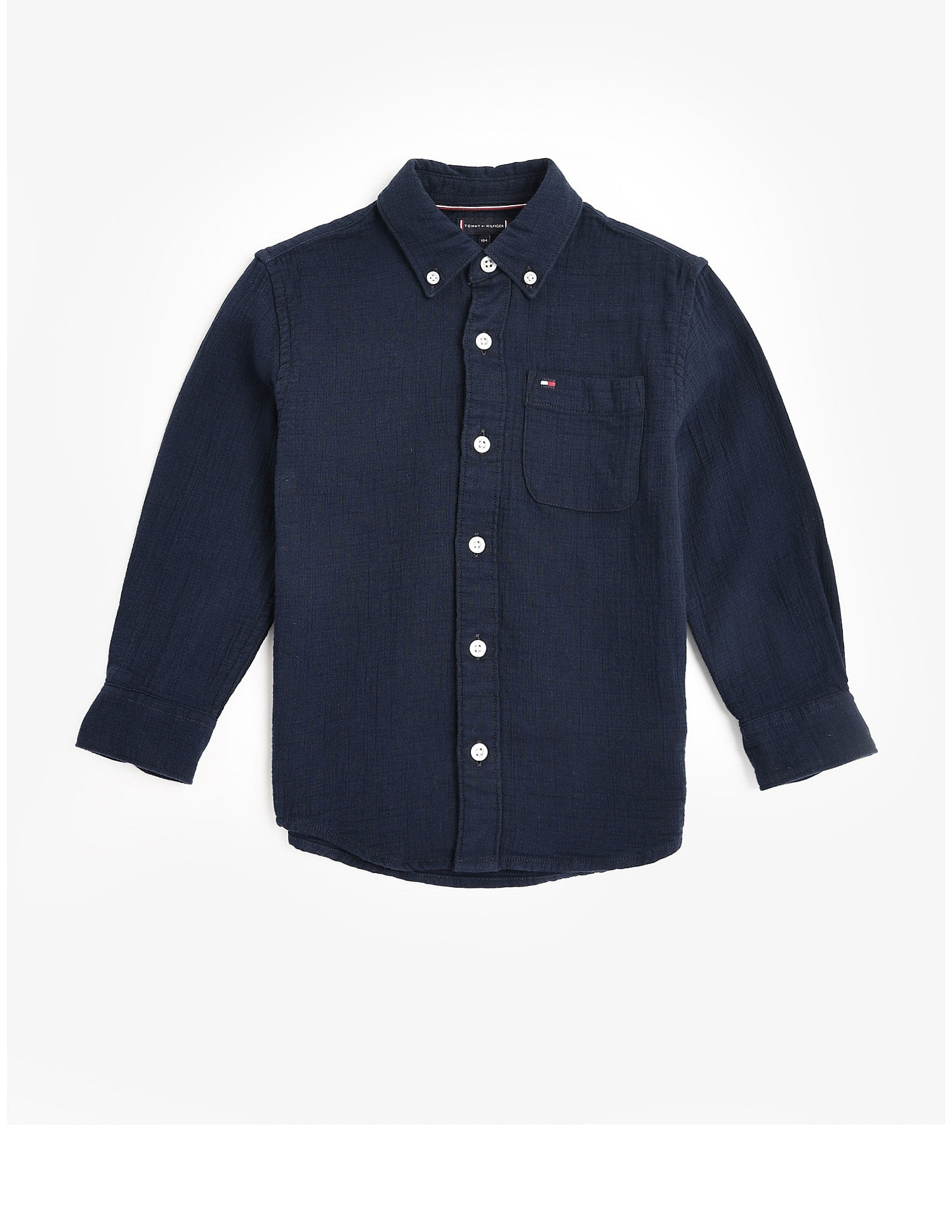 Tommy Hilfiger Kids Boys Solid Regular Fit Seersucker Woven Shirt