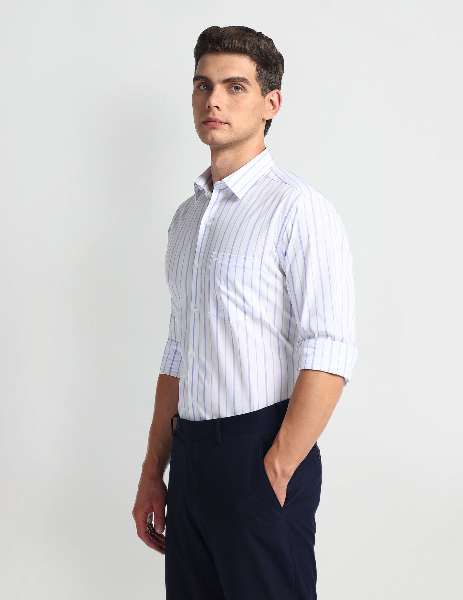 Arrow Vertical Stripe Cotton Shirt