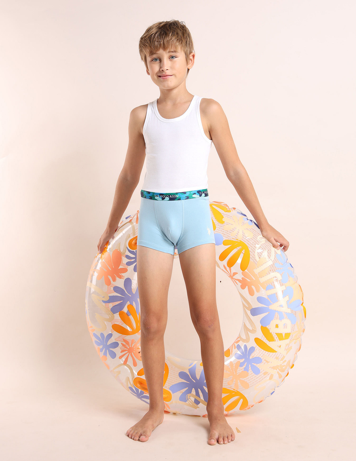 USPA Innerwear Boys Mid Rise Cotton Spandex Trunks - Pack Of 5