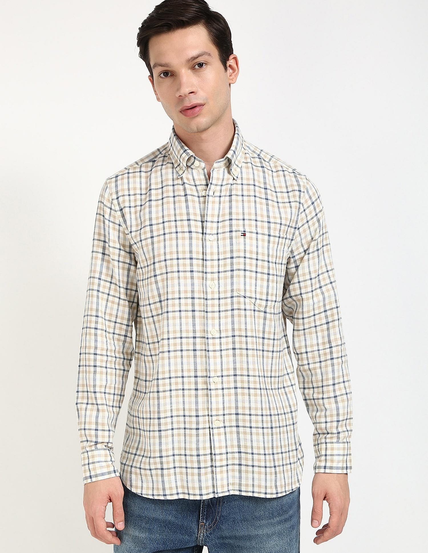 Tommy Hilfiger Off-White Men's Shirt for Subtle Style