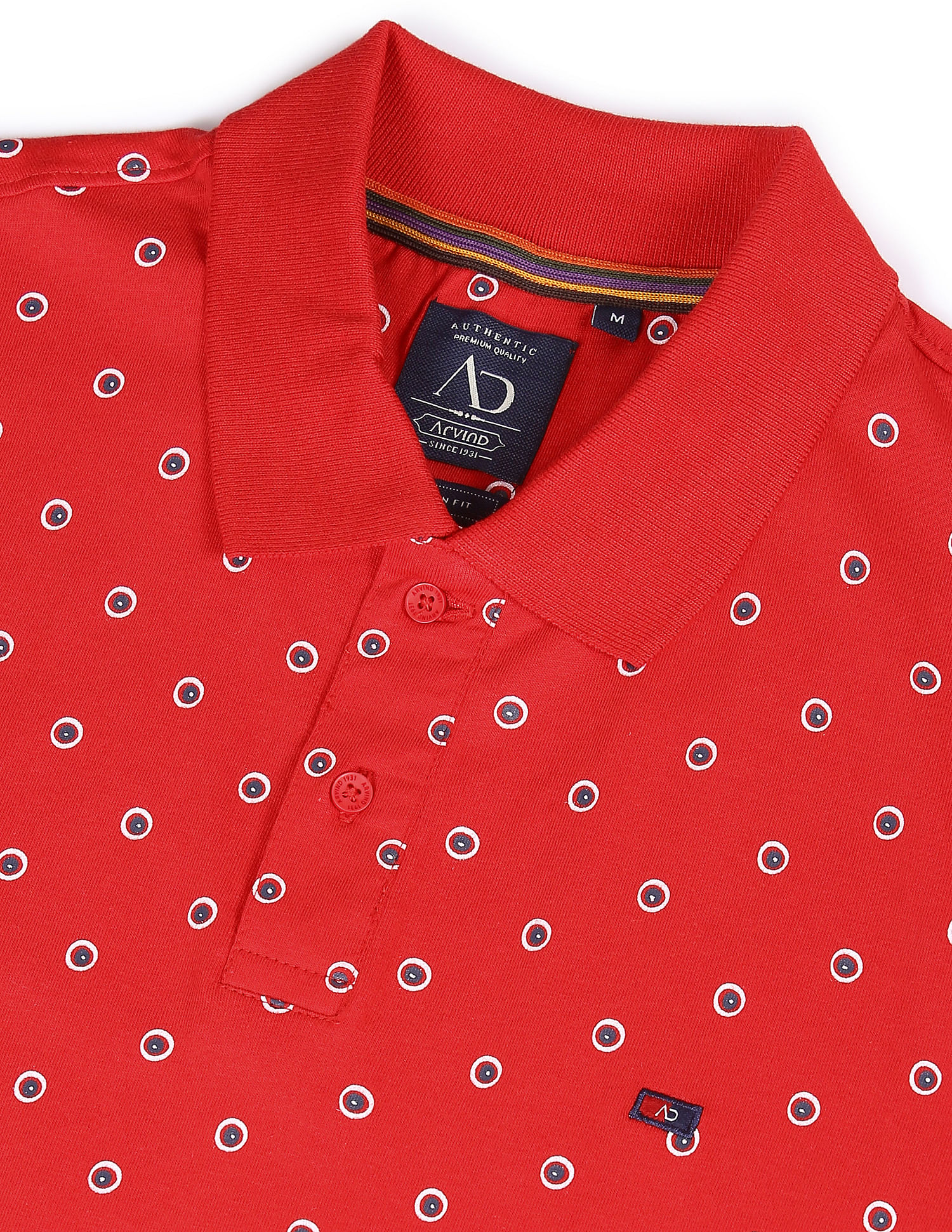 AD by Arvind Cotton Geometrical Print Polo Shirt