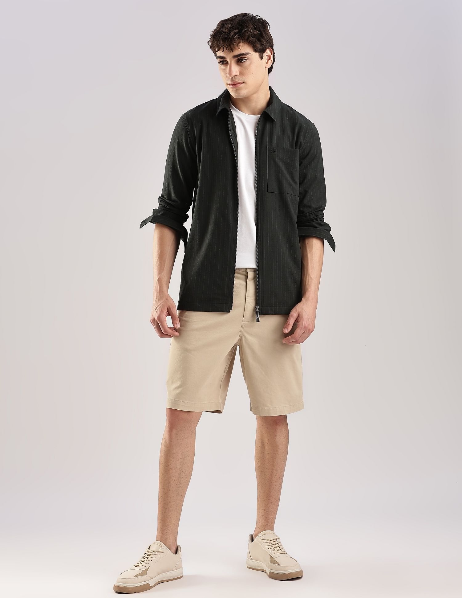 Calvin Klein Jeans Vertical Stripes Slim Fit Plain Woven Shirt