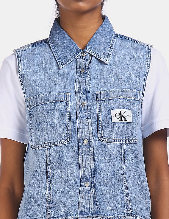 Calvin Klein Sleeveless Archive Denim Shirt
