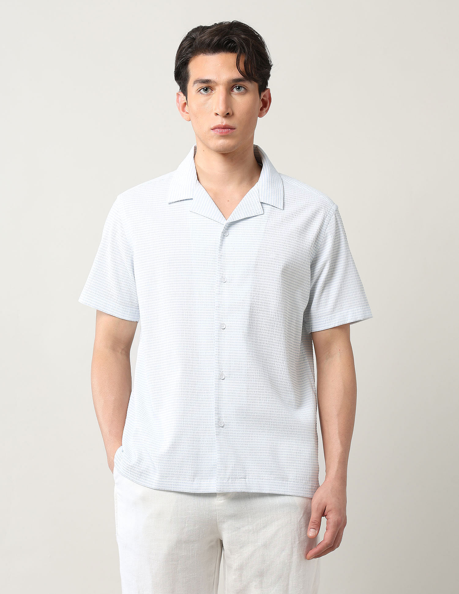 Arrow Textured Relaxed Fit Cuban Shirt