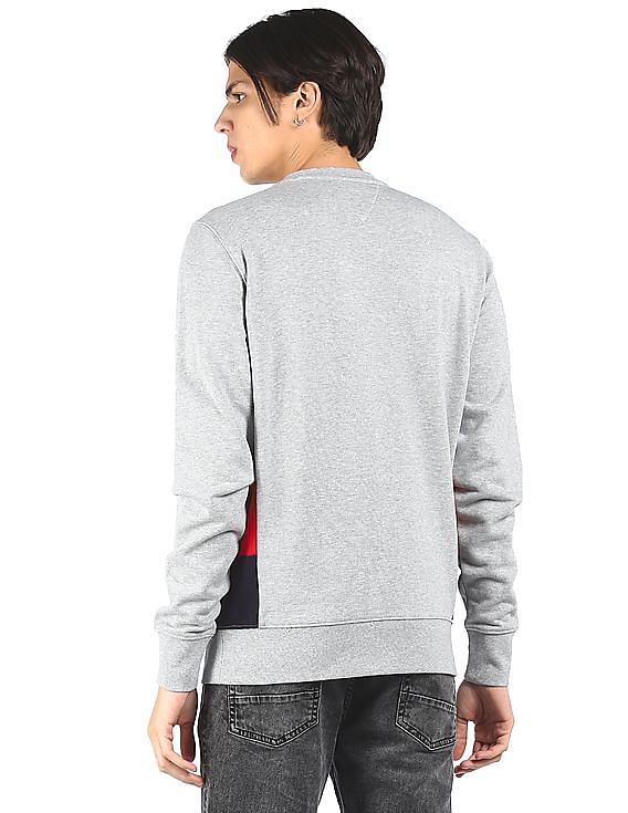 Buy Tommy Hilfiger Men Grey Crew Neck Cut And Sew Panel Sweatshirt NNNOW