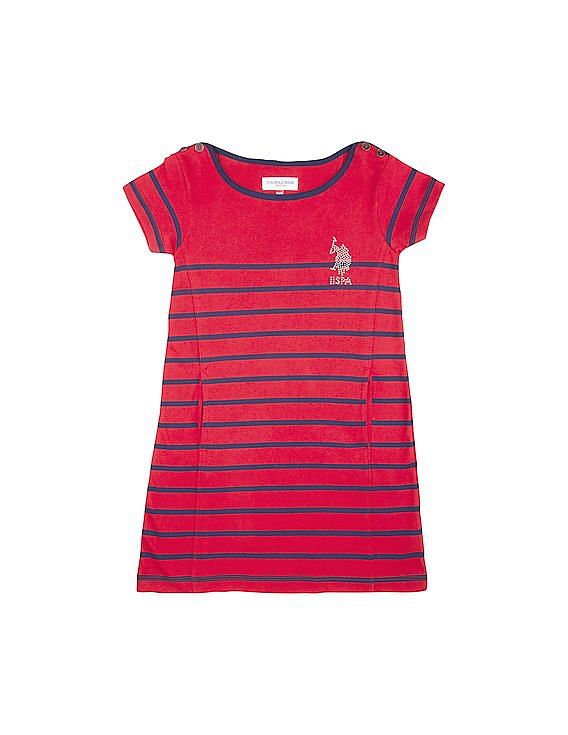 Girls red t shirt dress deals