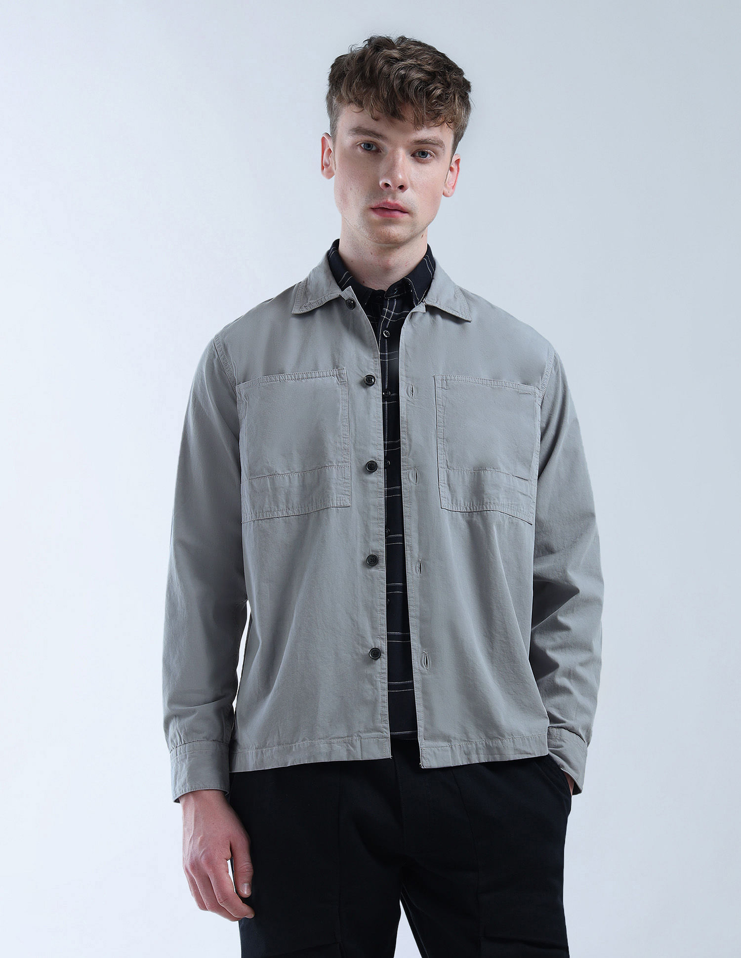 Flying Machine Pure Cotton Solid Shacket