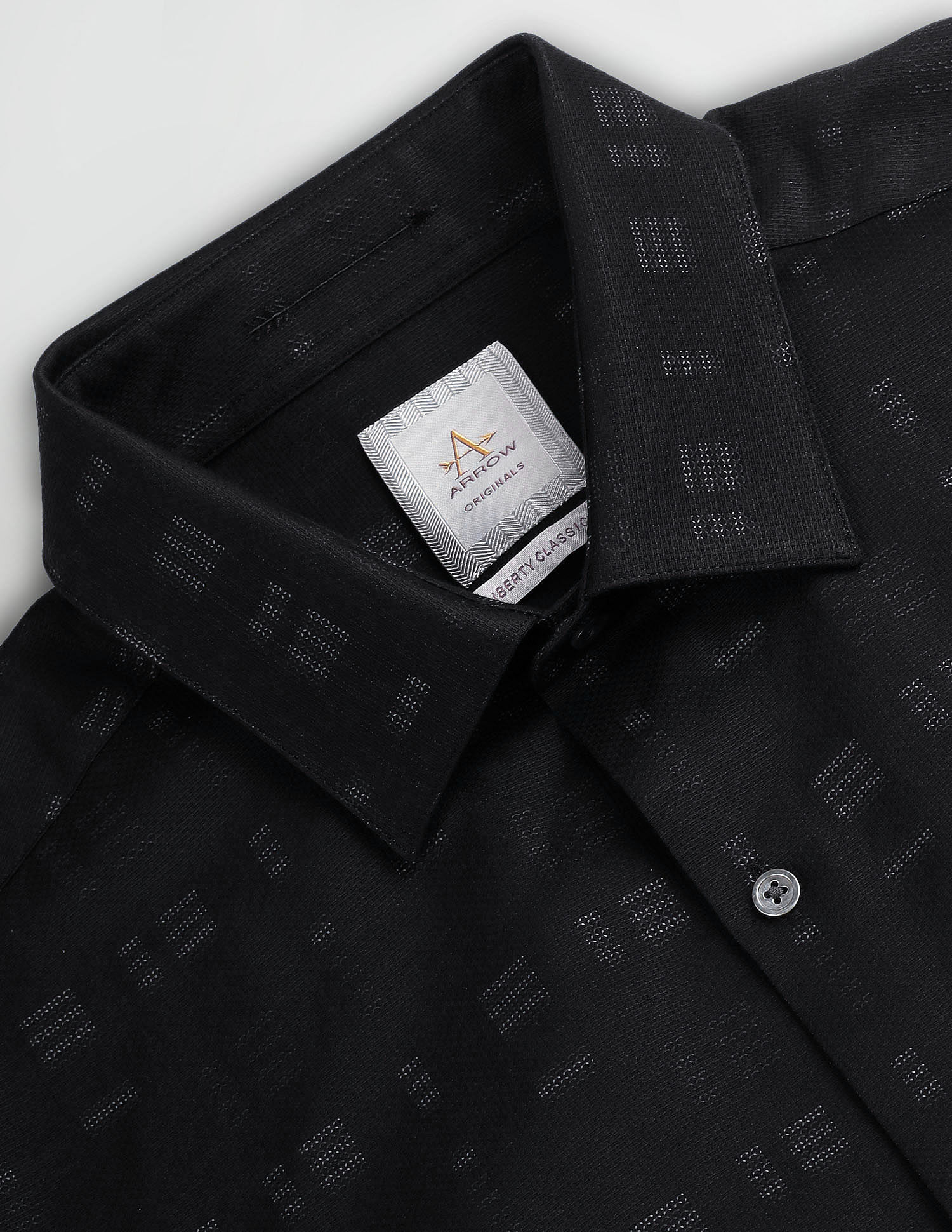 Arrow Patterned Dobby Cotton Shirt