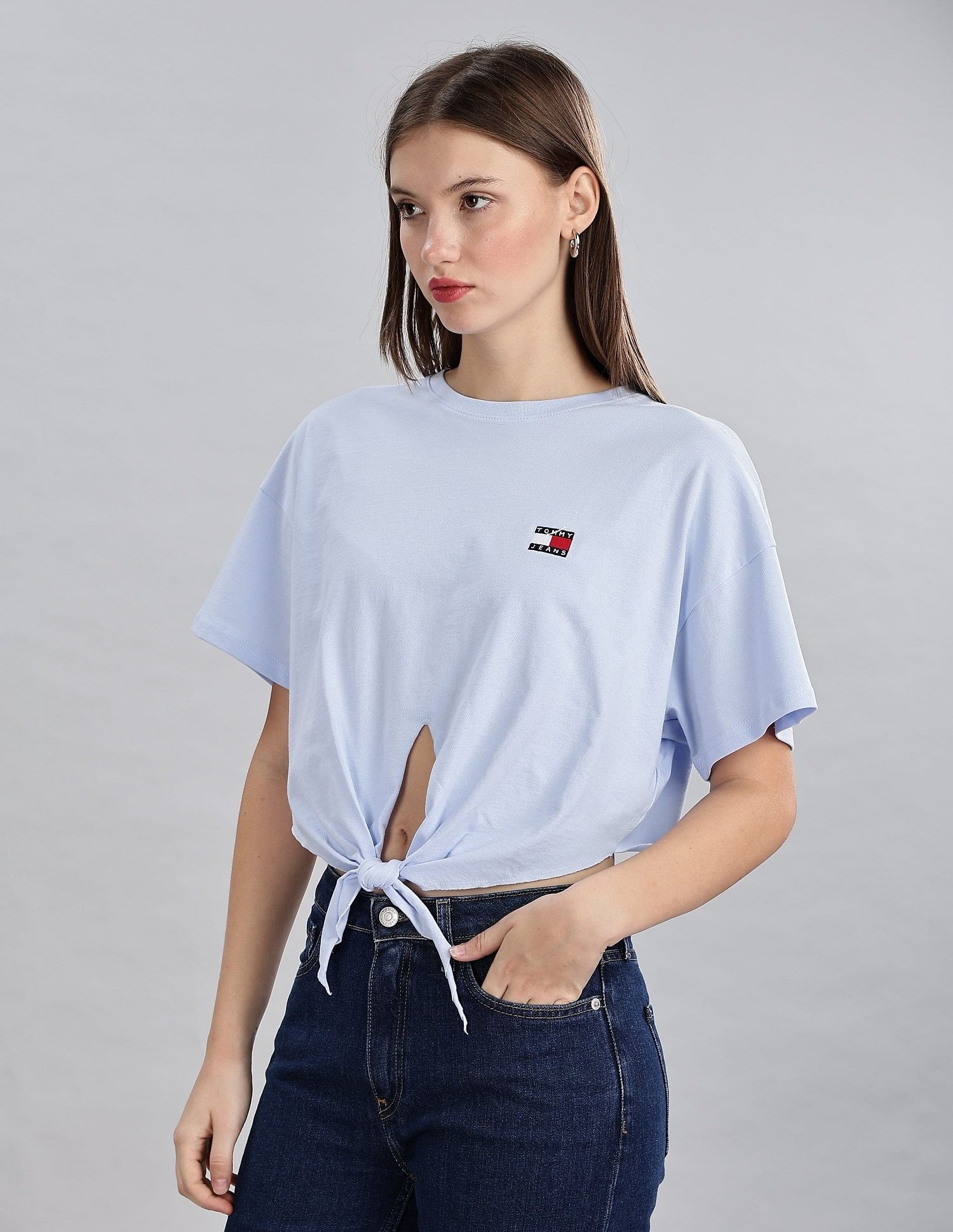 Tommy Hilfiger Womens Blue Solid T-Shirts