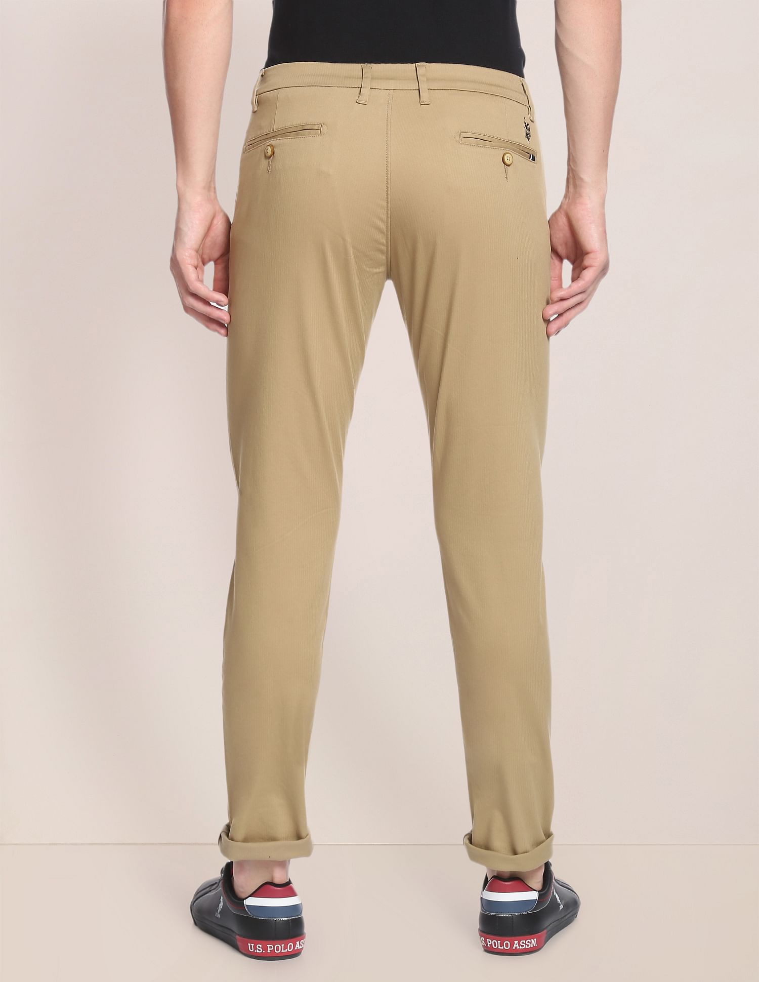 U.S. Polo Assn. Herringbone Textured Casual Trousers