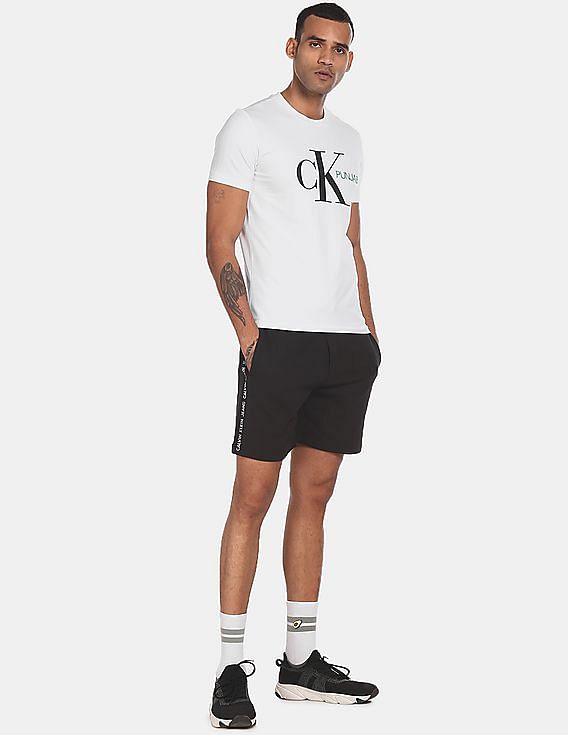 Calvin Klein Men White Slim Fit Punjab Monogram Print T-Shirt
