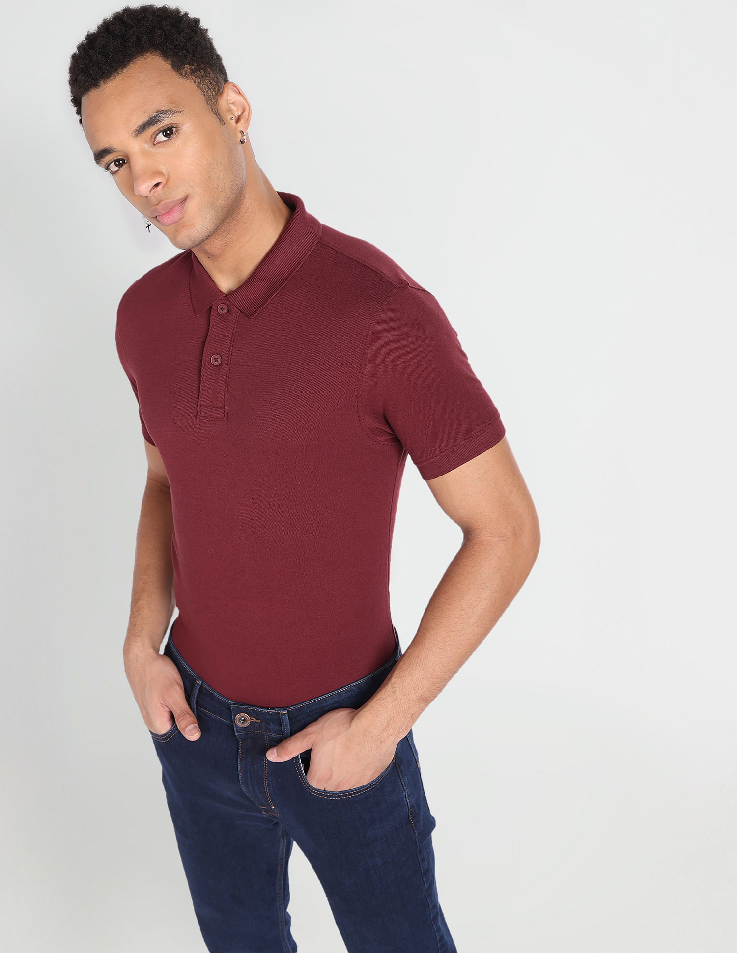 Flying Machine Short Sleeve Solid Polo Shirt