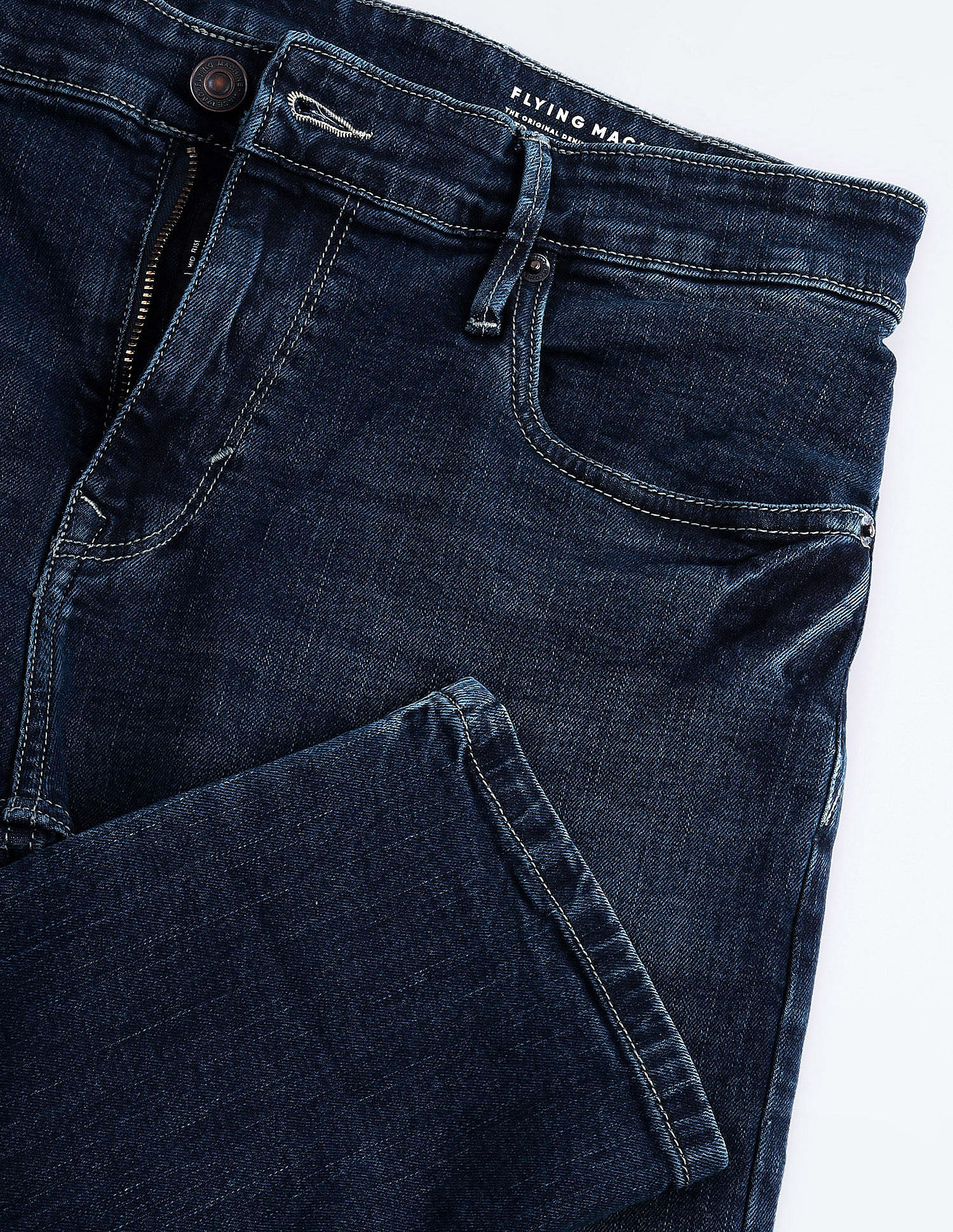 Flying Machine Mid Rise Slash Slim Tapered Jeans