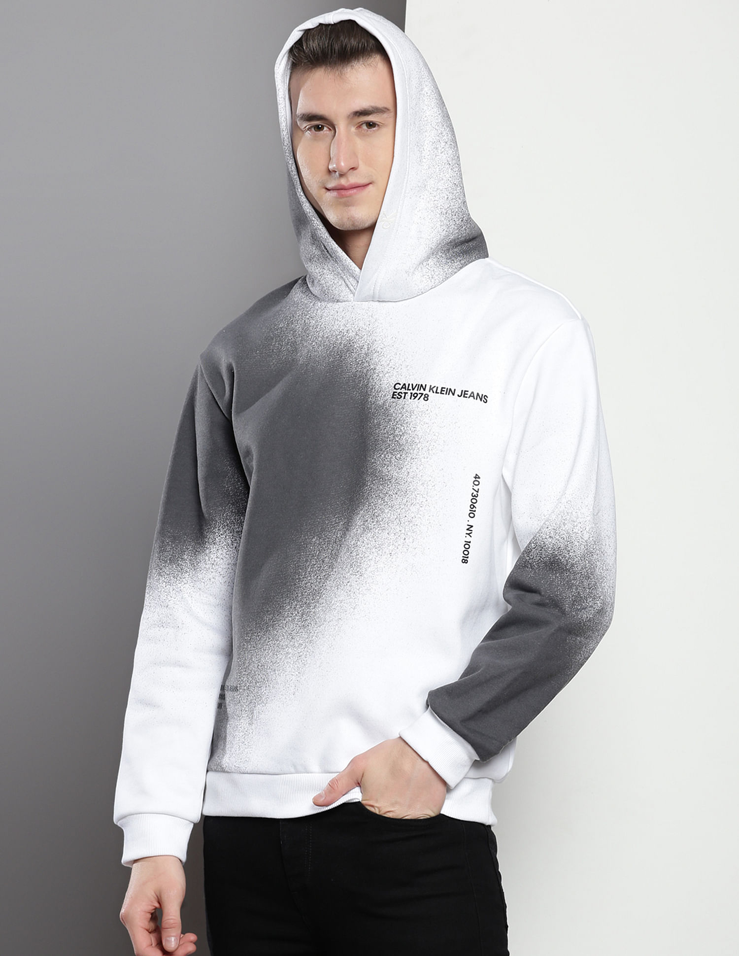 Calvin Klein Abstract Print Hooded Sweatshirt