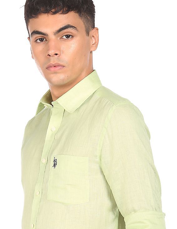 U.S. Polo Assn. Spread Collar Linen Casual Shirt