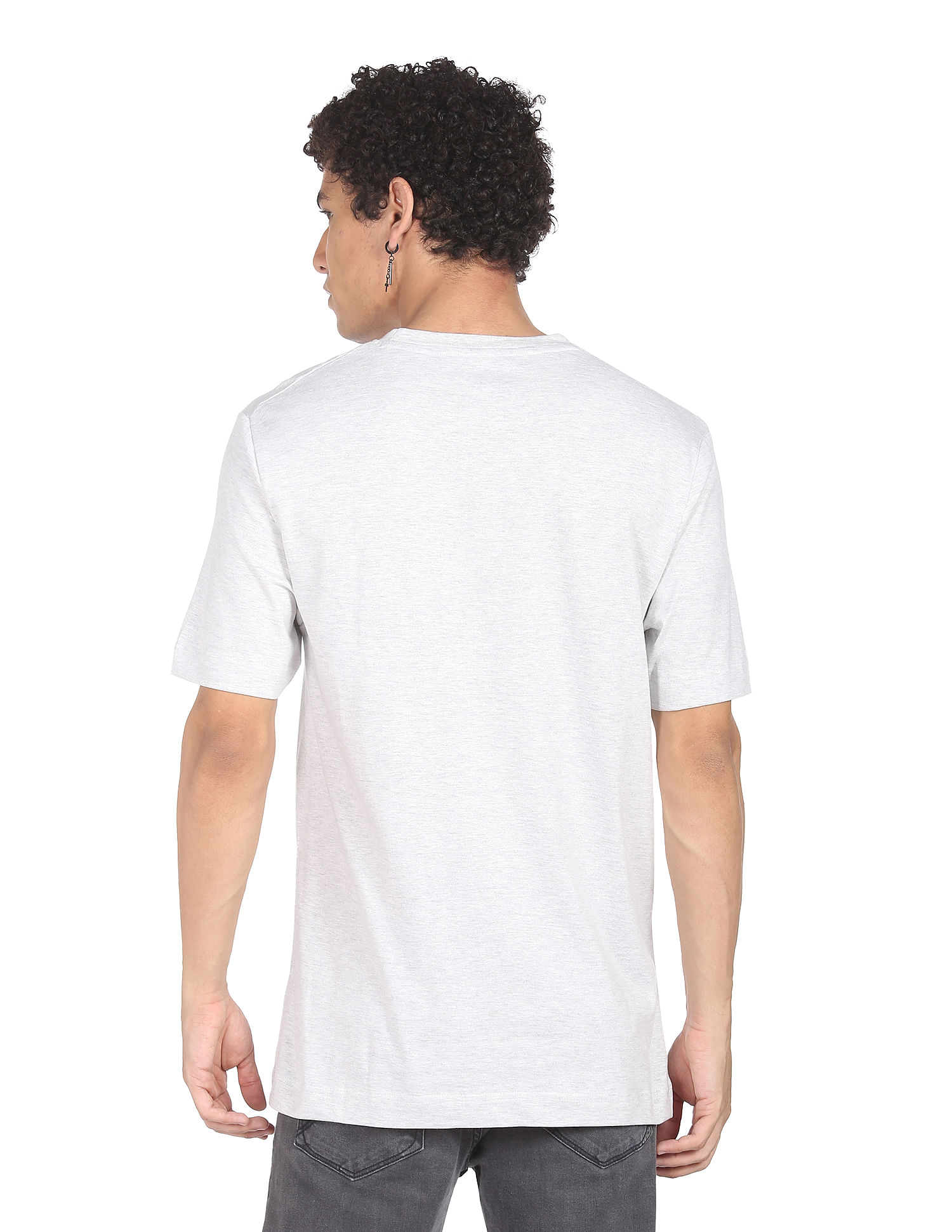 Flying Machine Ribbed Neck Heathered T-Shirt