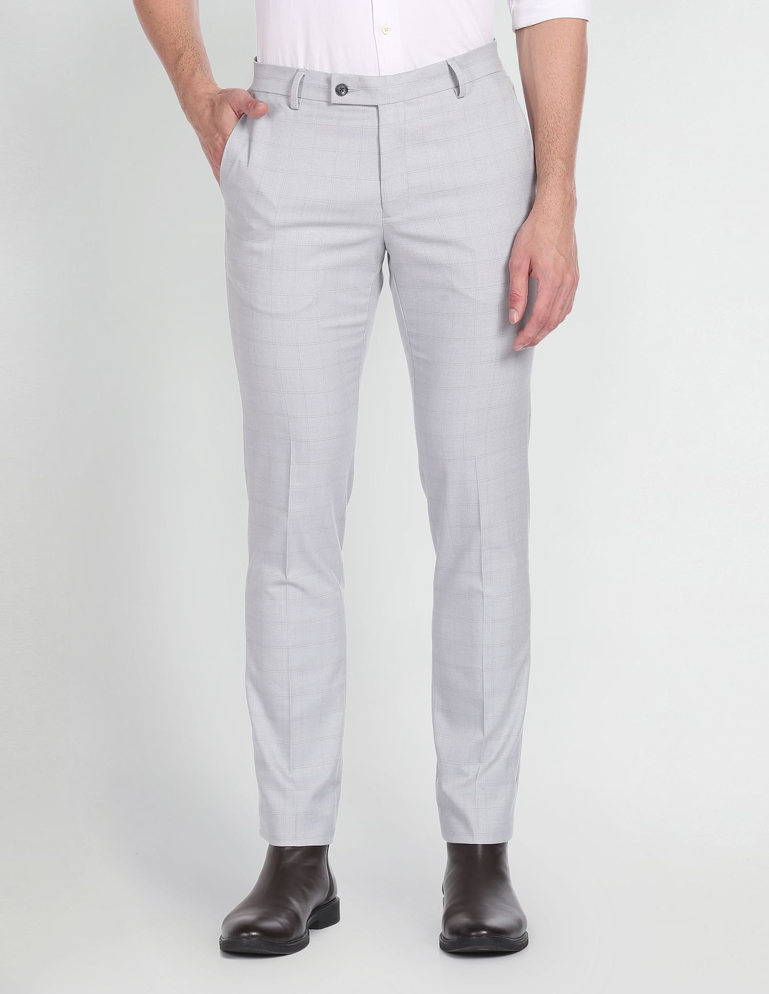 Arrow Smart Flex Outline Check Trousers