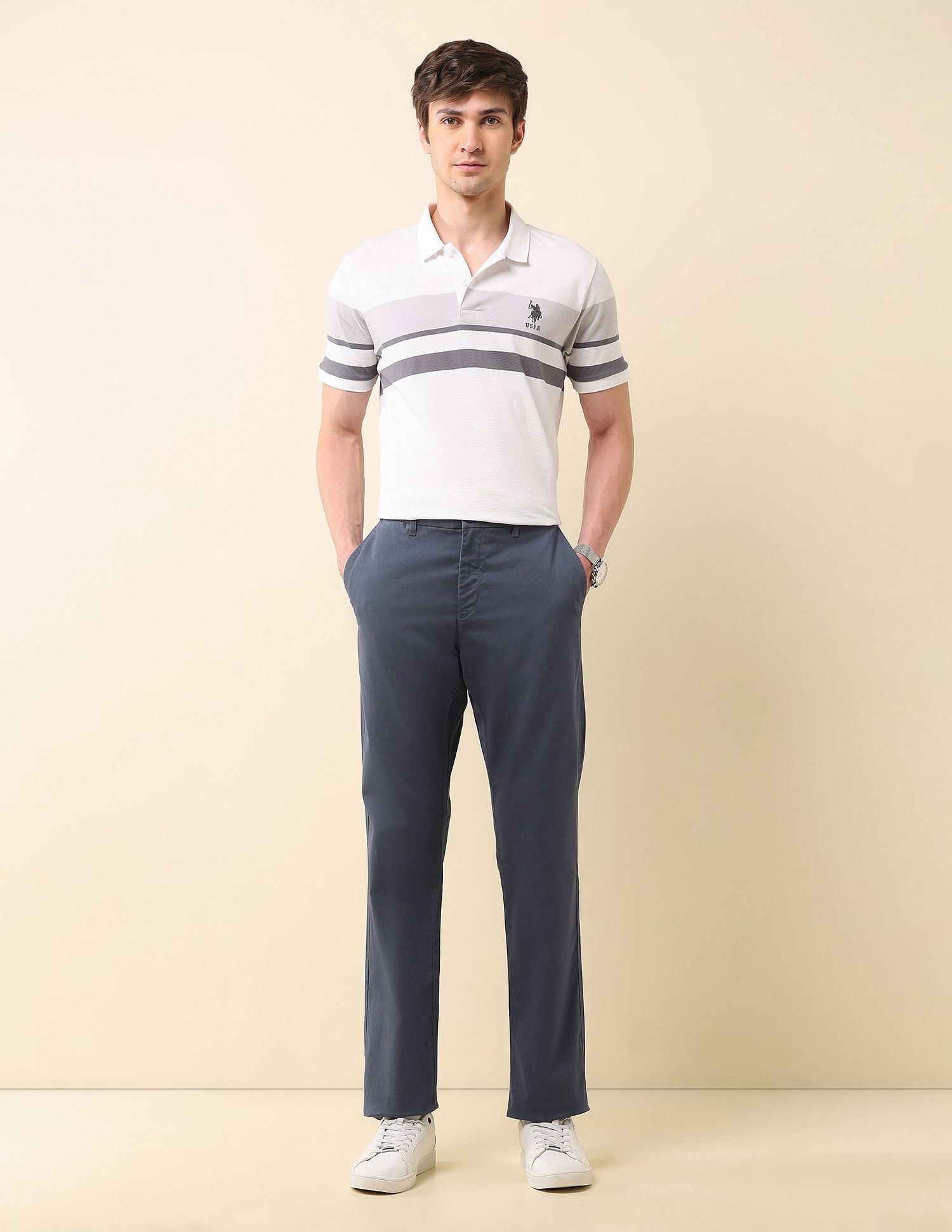 U.S. Polo Assn. Mid Rise Riley Straight Fit Trousers