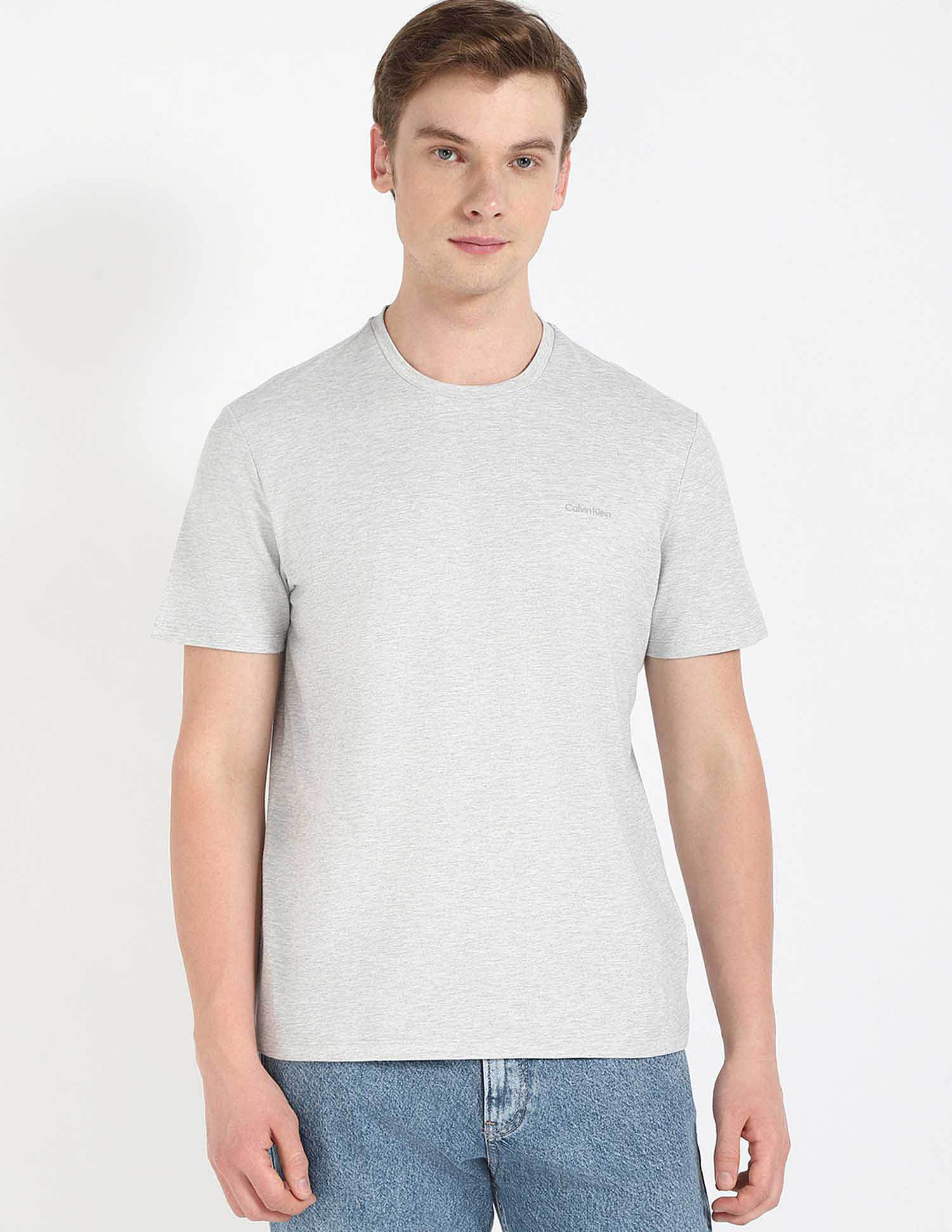 Calvin Klein Jeans Comfortable Grey Solid T-Shirt