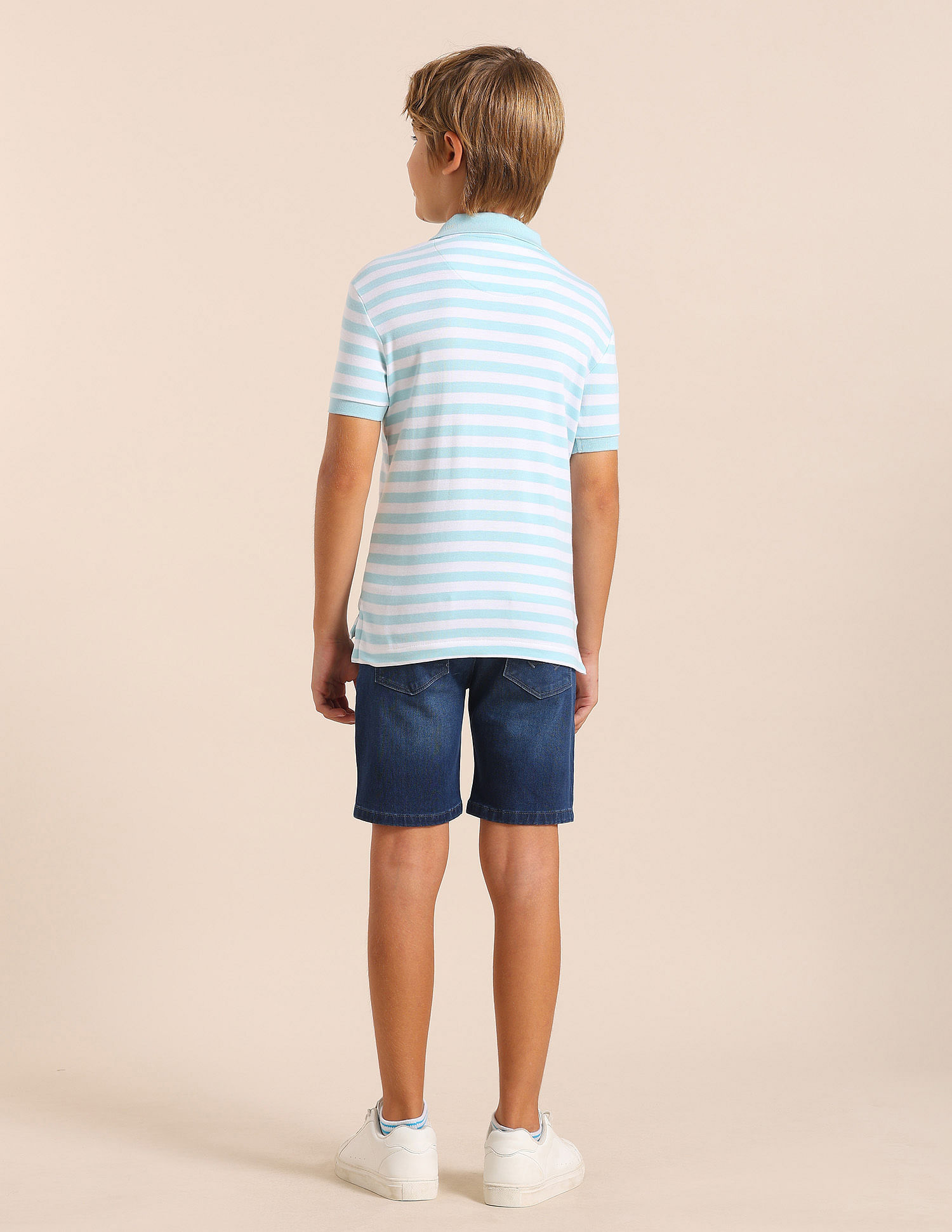 U.S. Polo Assn. Kids Boys Horizontal Striped Regular Fit Polo T shirt