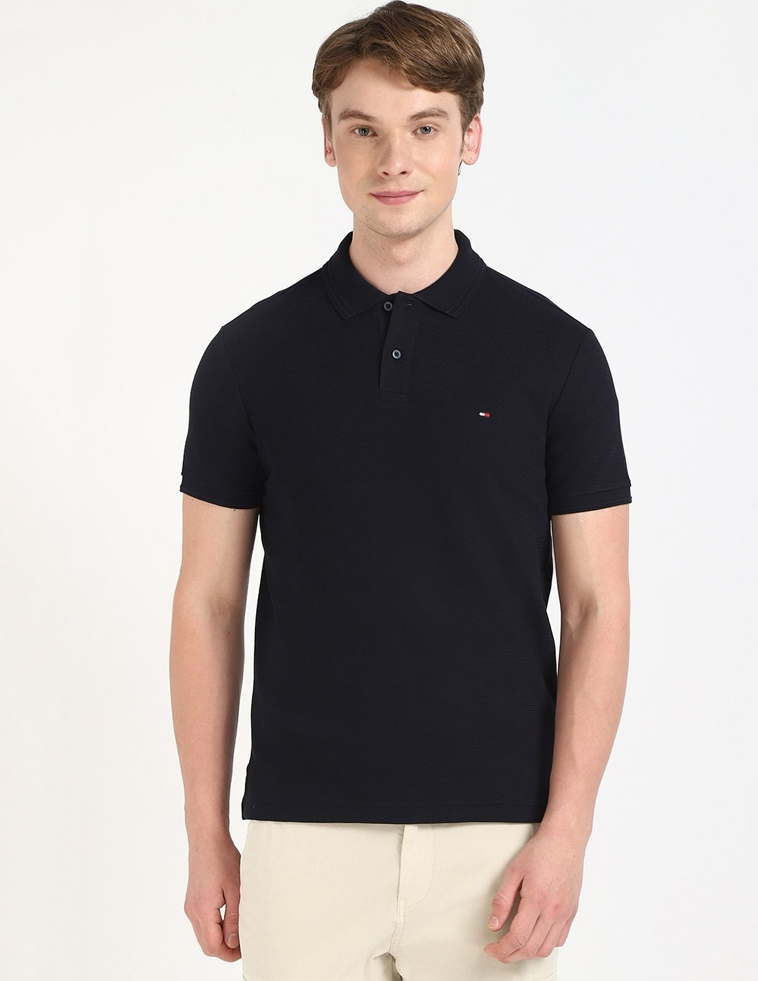 Tommy Hilfiger Solid Regular-Fit Cotton Polo Shirt