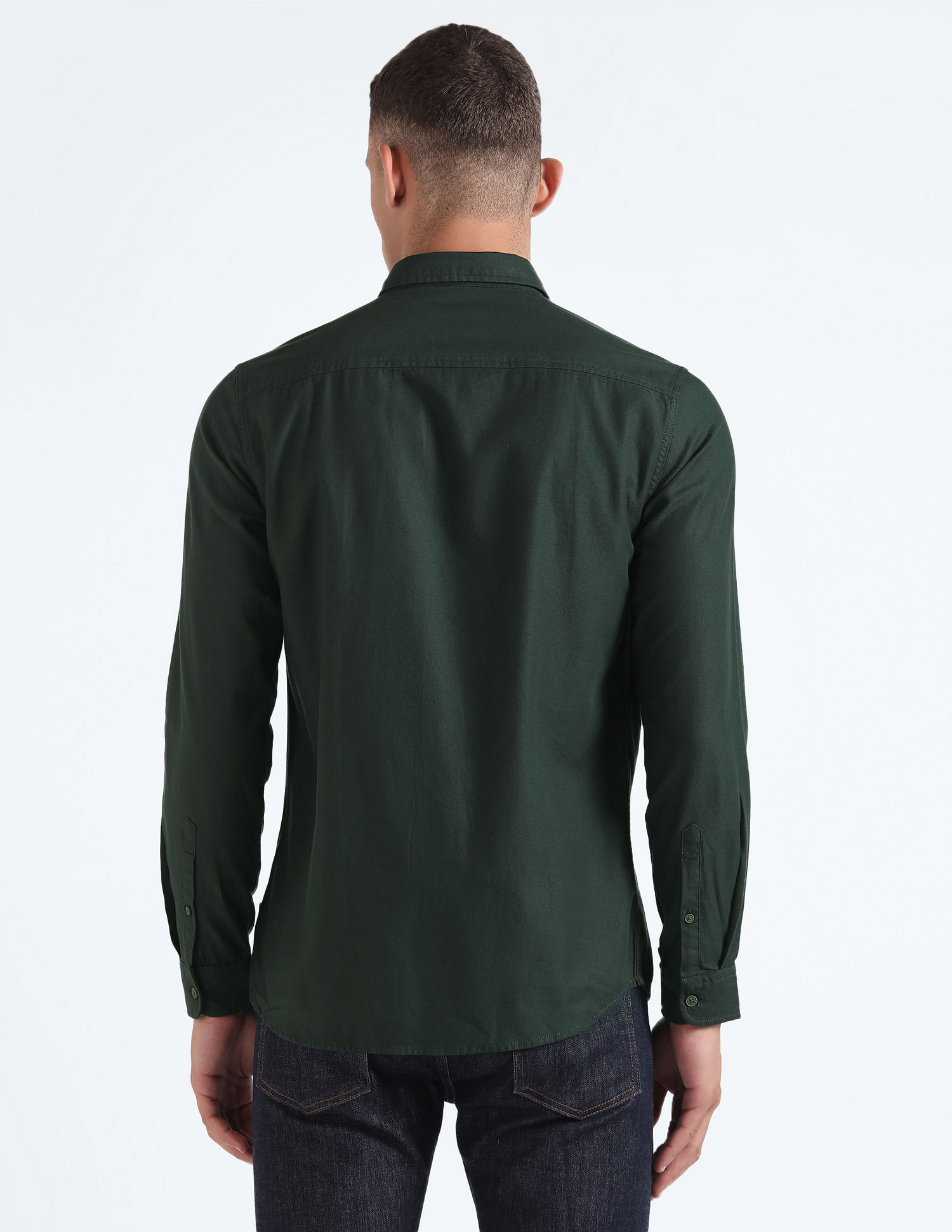 Flying Machine Solid Cotton Shirt