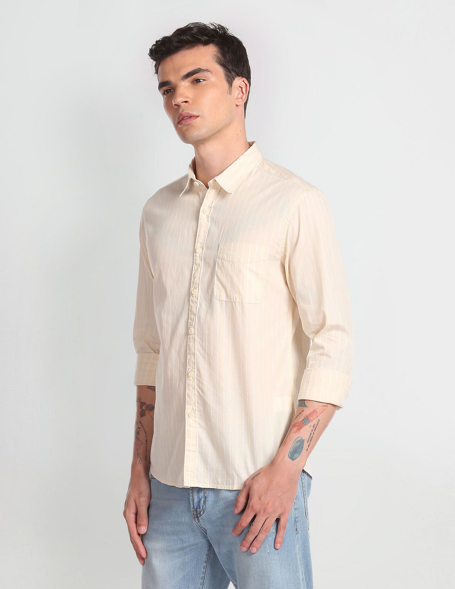 Flying Machine Vertical Stripe Slim Fit Shirt