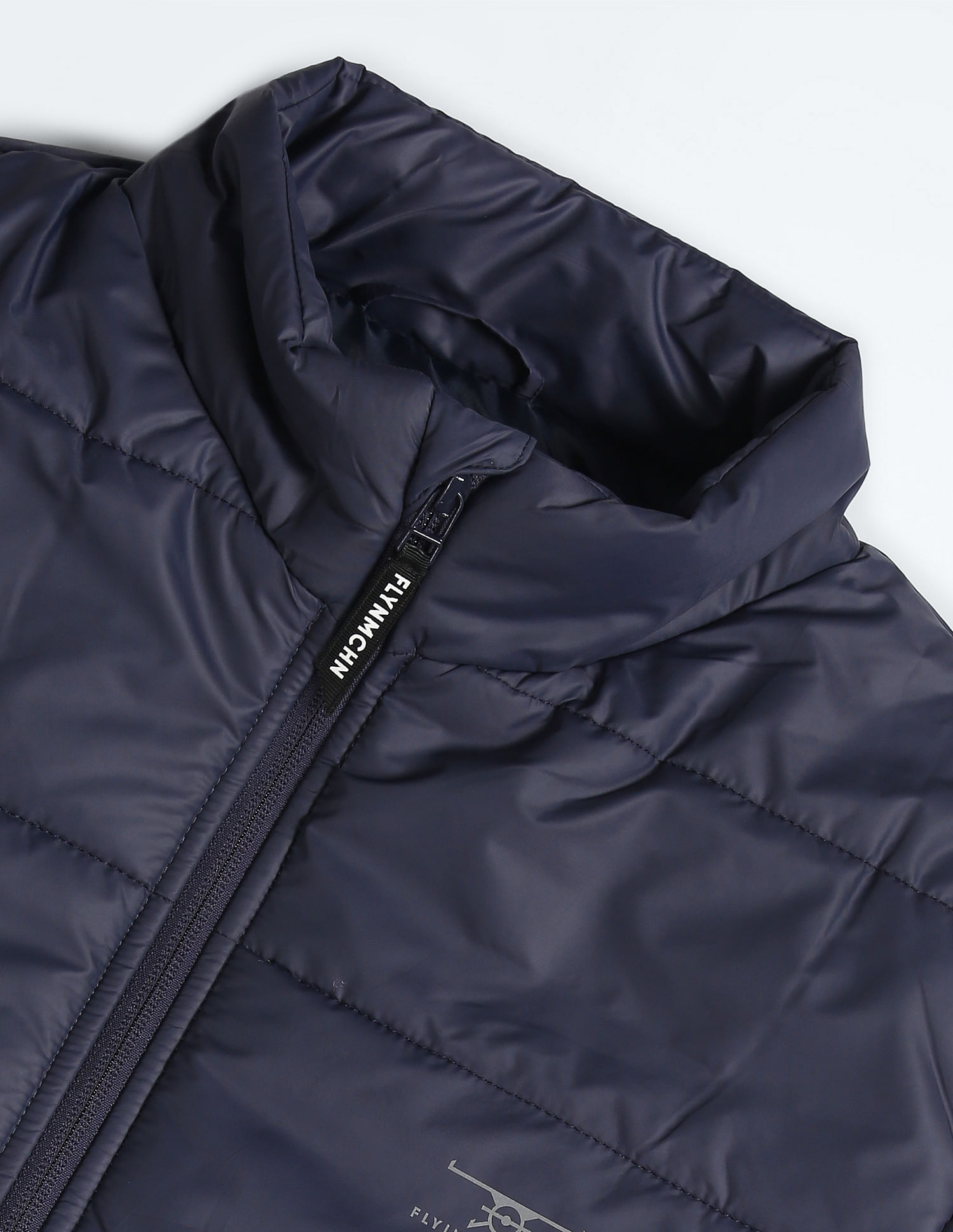 Flying Machine High Neck Solid Quilted Jacket