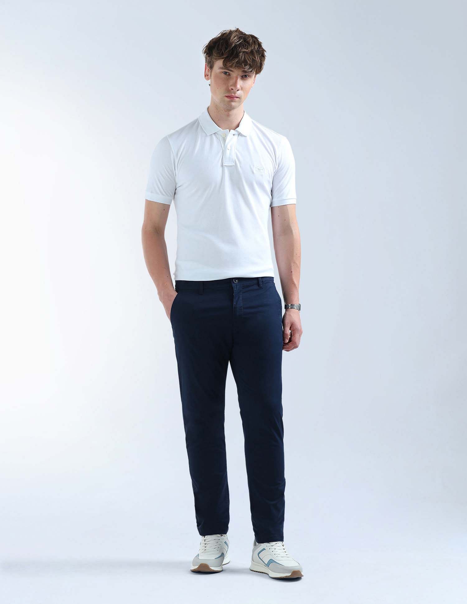 Flying Machine Mid Rise Slash Slim Tapered Fit Trouser