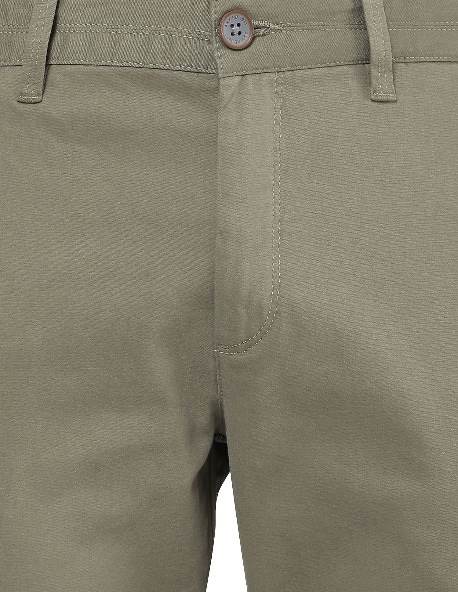 AD by Arvind Modern Slim Fit Solid Chinos