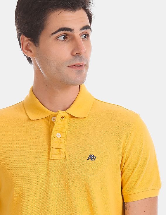 Buy Aeropostale Yellow Solid Pique Polo 