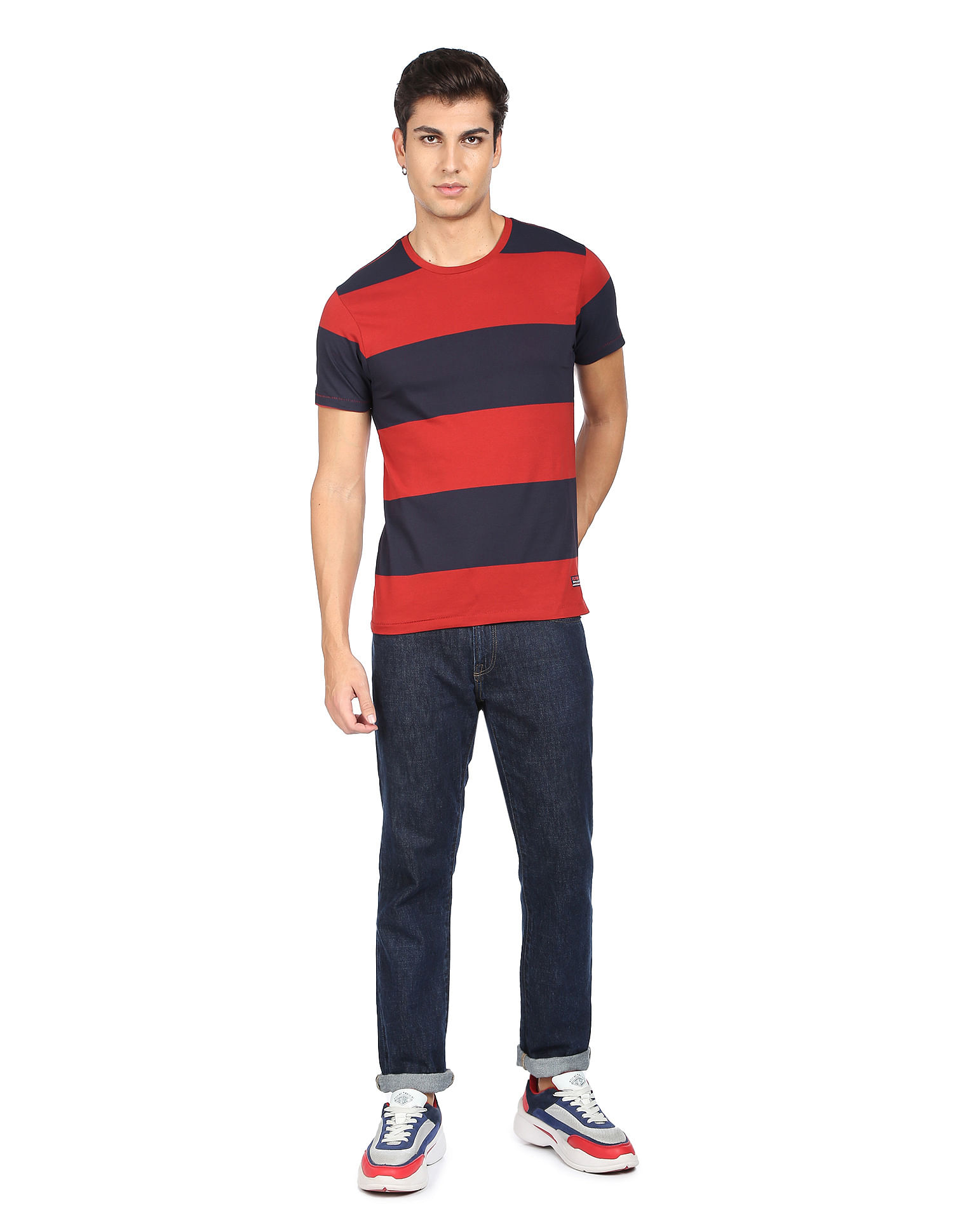 Flying Machine Horizontal Stripe Cotton T-Shirt