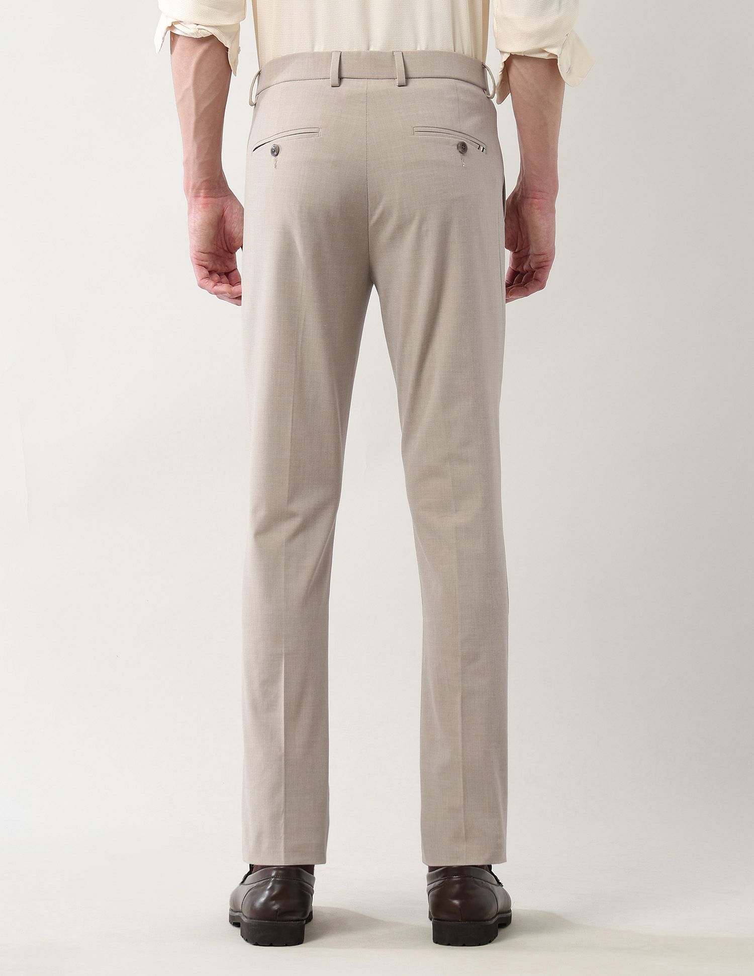 Arrow Newyork Mid Rise Solid Slim Fit Trousers