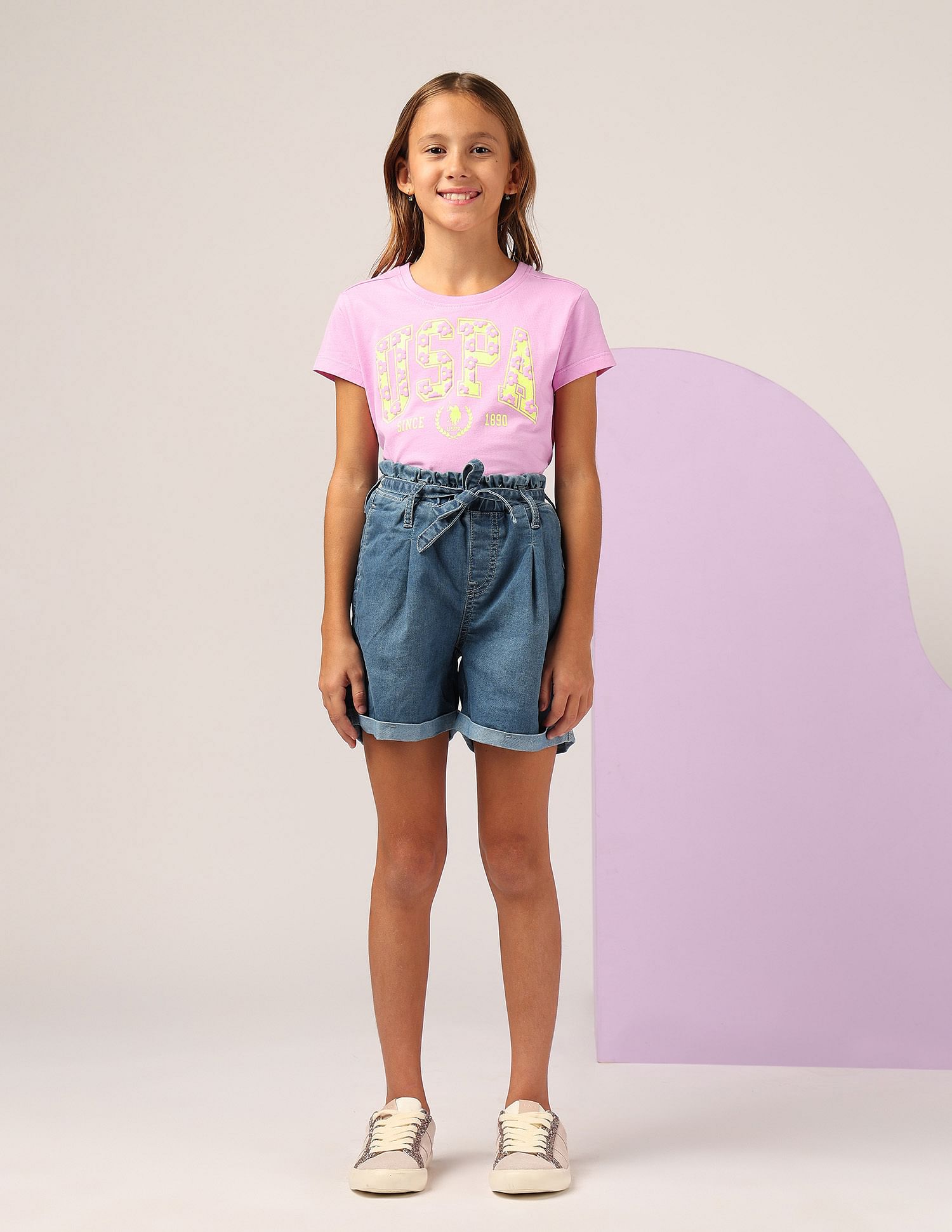 U.S. Polo Assn. Kids Girls Puff Print Relaxed Fit T-Shirt