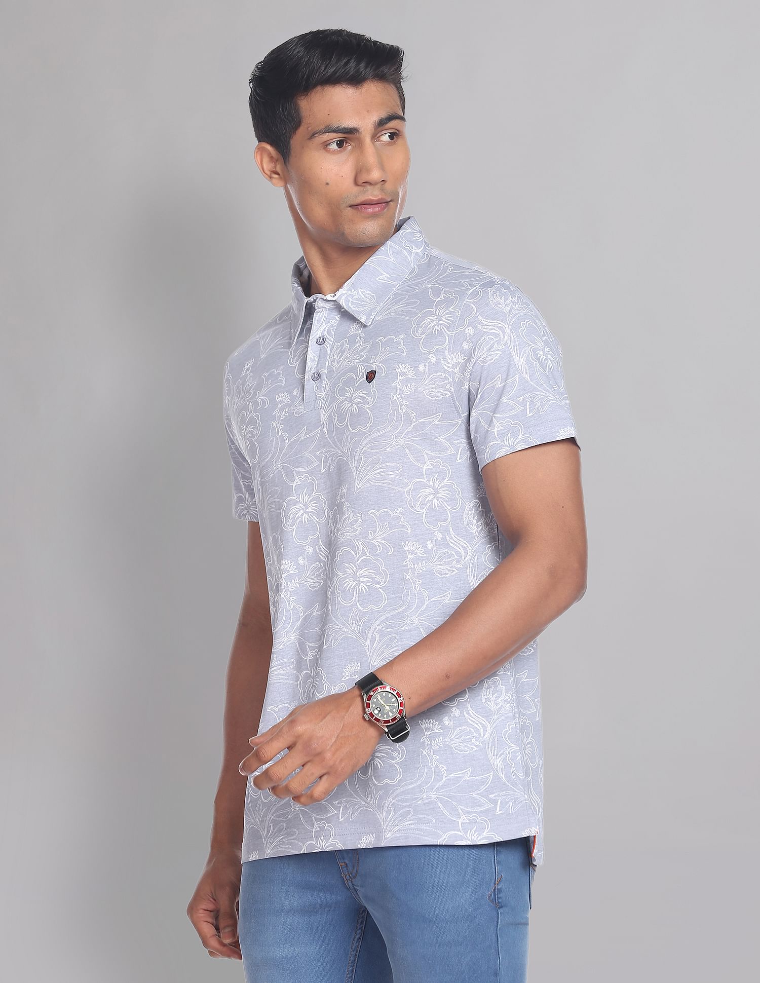 AD by Arvind Floral Print COOL-IT Real Deal Polo Shirt