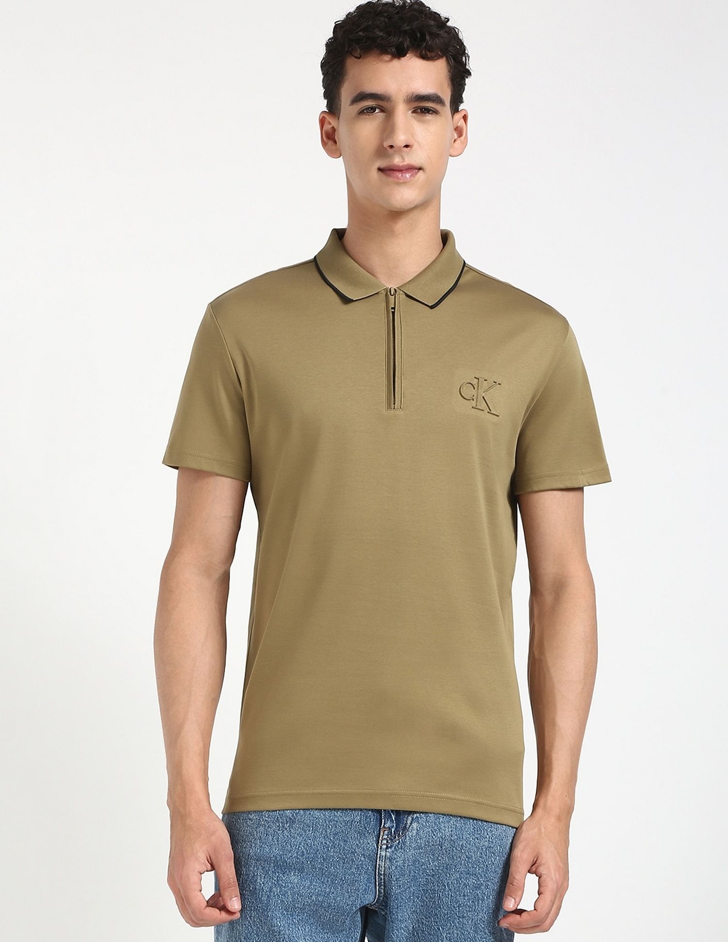 Calvin Klein Jeans Solid Regular Fit Cotton Polo Shirt