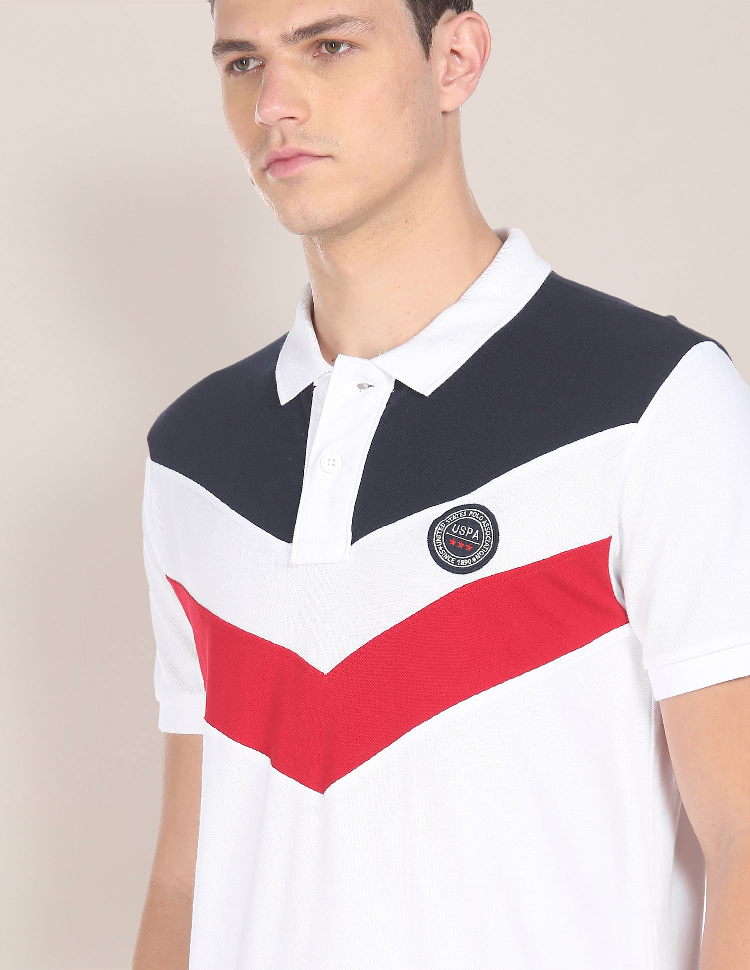 U.S. Polo Assn. Cotton Colour Block Polo Shirt
