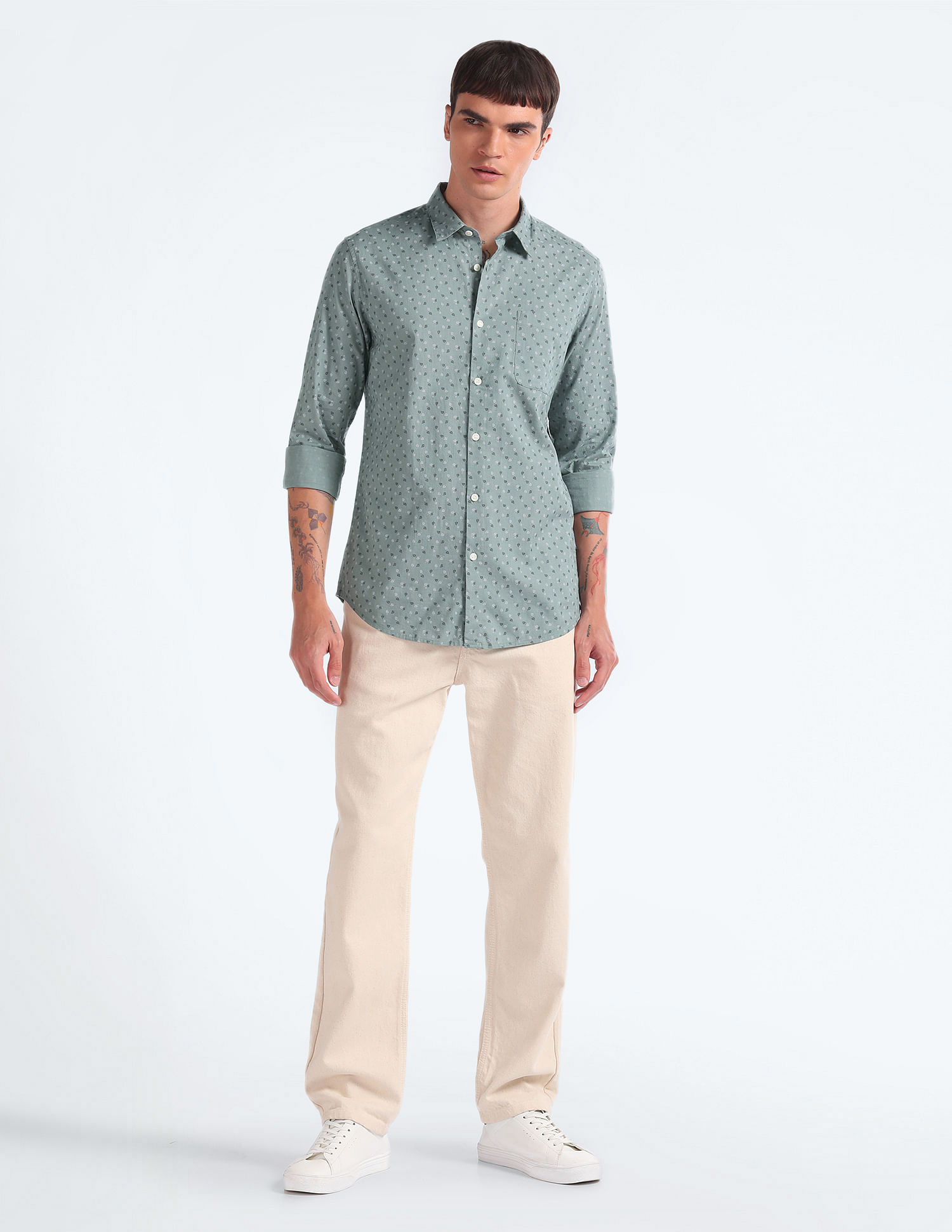 Flying Machine Graphic Print Slim Shirt