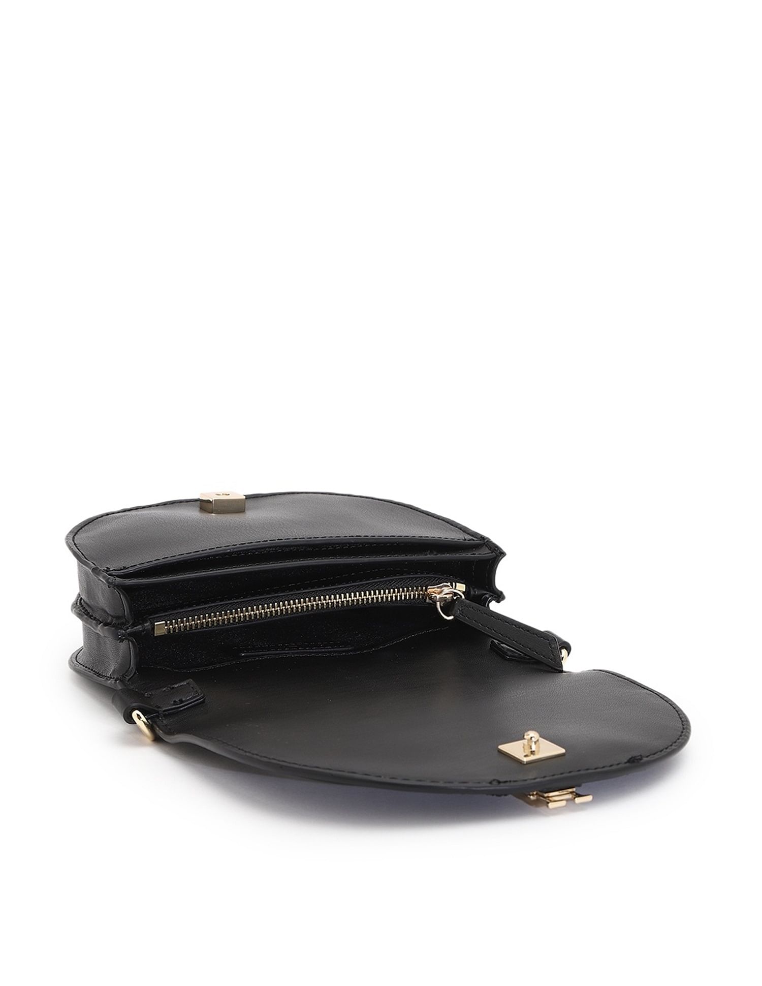 Tommy Hilfiger Solid Black Pu Sling Bag