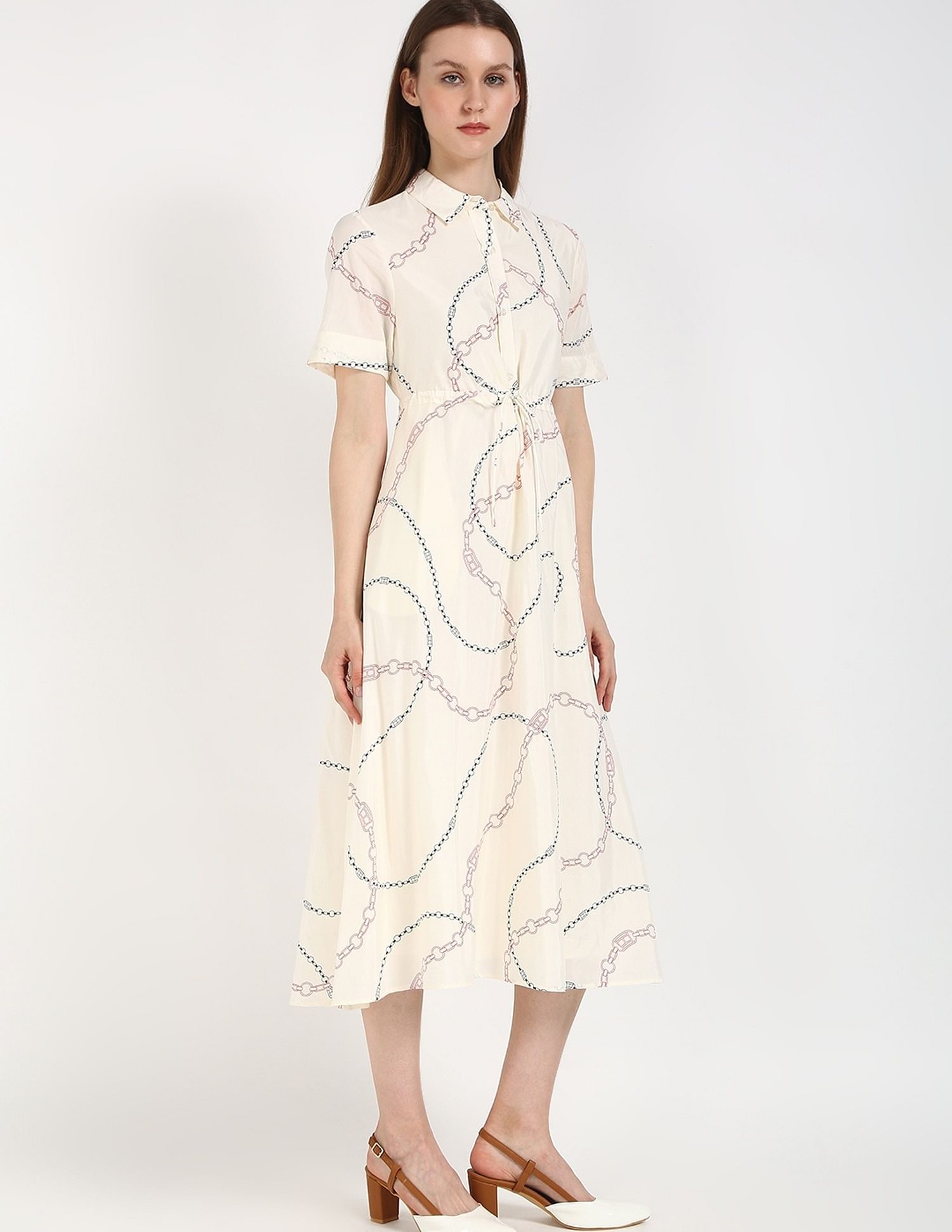 Tommy Hilfiger Cotton Spread Collar A-Line Dress