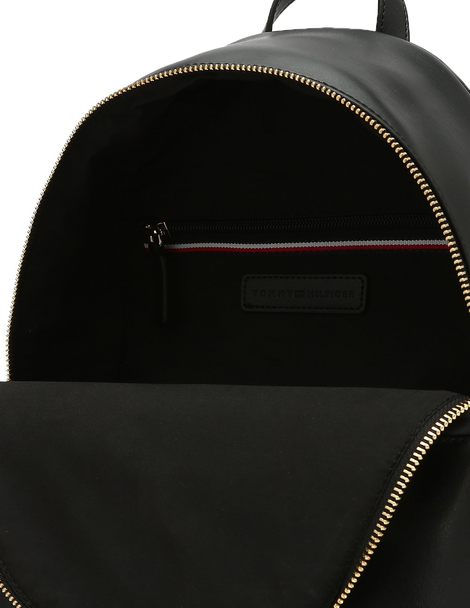 Tommy Hilfiger Printed Black PU Backpacks