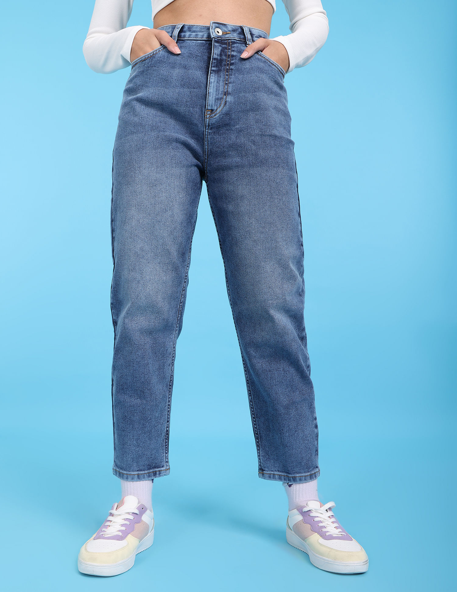 Vintage Wash Mom Fit Jeans – Bluer-pokeht.vn