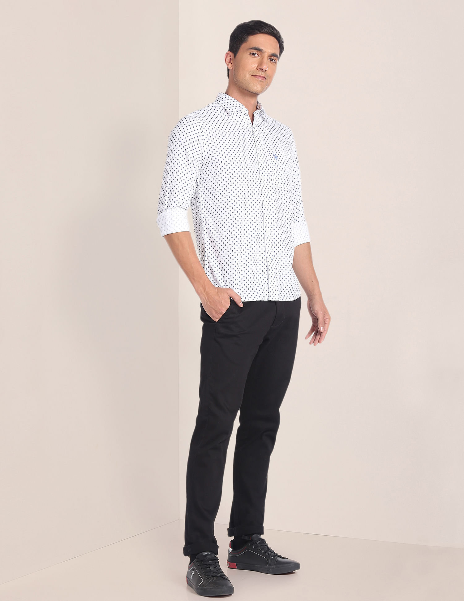 U.S. Polo Assn. Cutaway Collar Motif Print Shirt