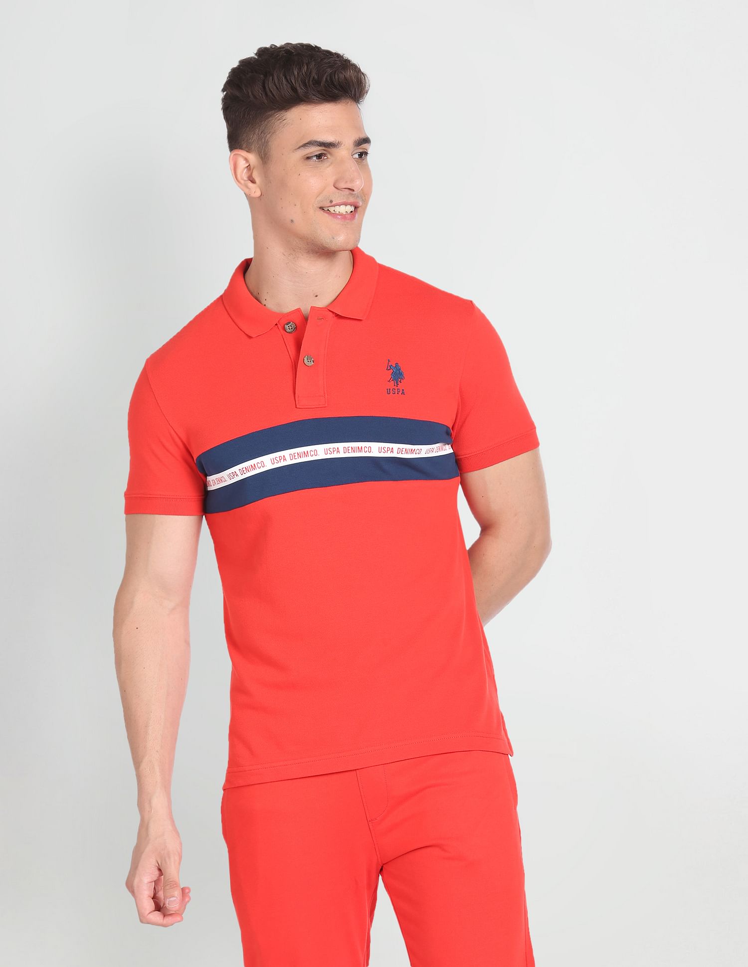 U.S. Polo Assn. Denim Co. Brand Stripe Pique Polo Shirt