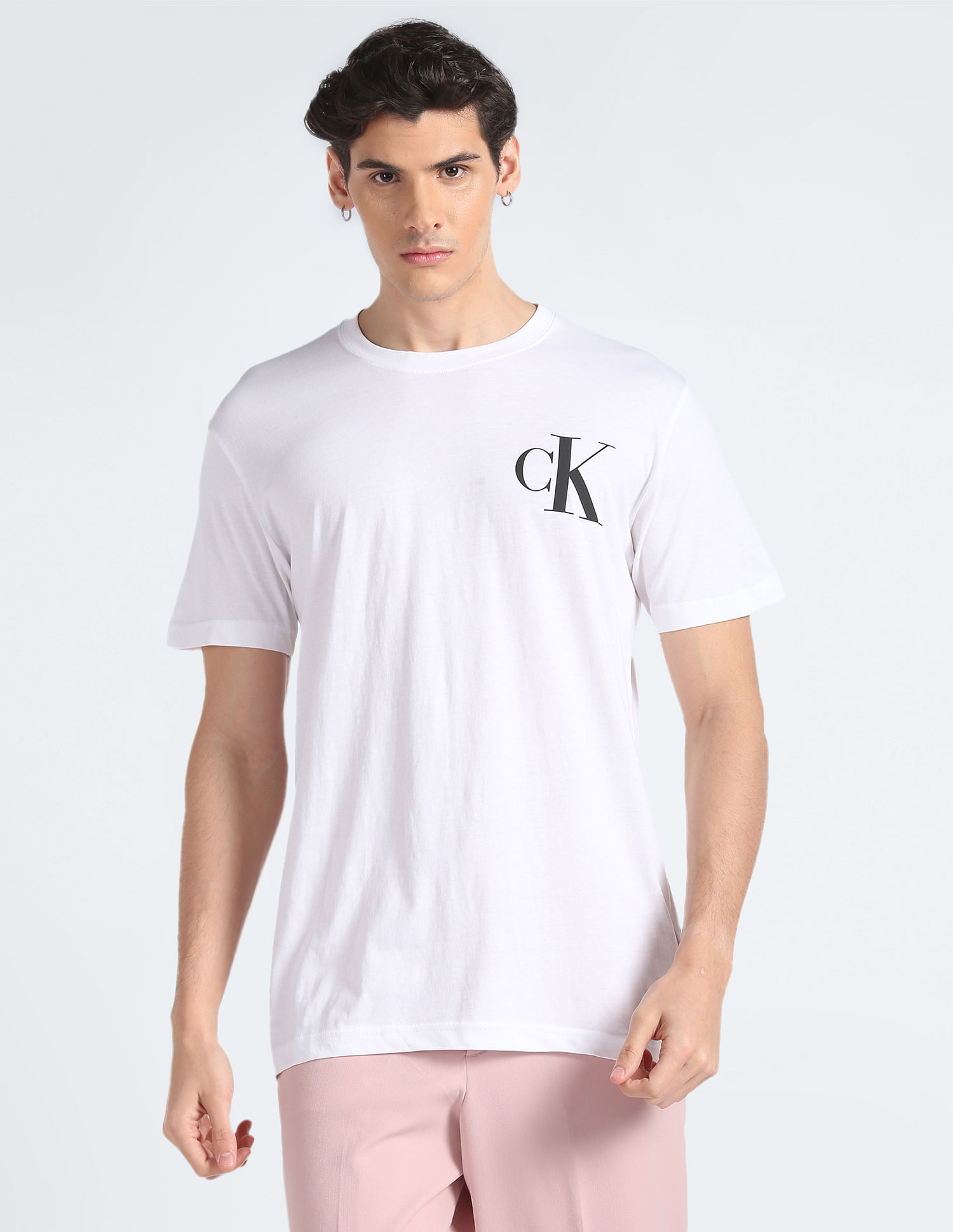Calvin Klein Transitional Cotton Solid Monogram T-Shirt