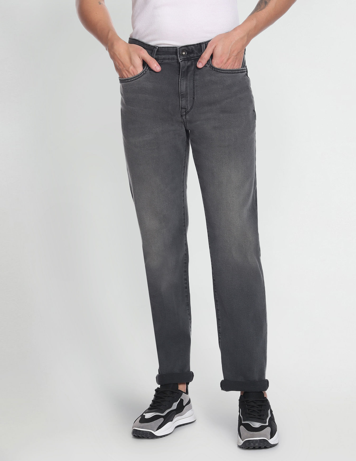 Flying Machine Slim Straight Fit Stone Wash Jeans
