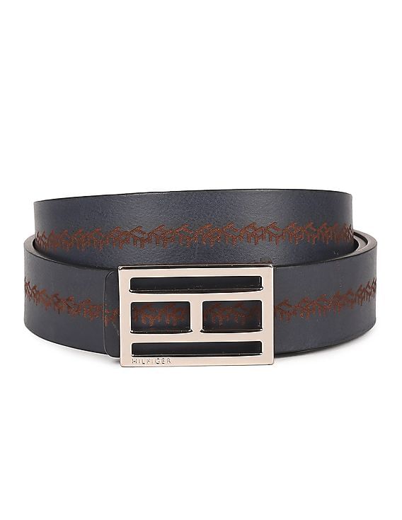 Buy Tommy Hilfiger Men Black And Navy Reversible Leather Belt